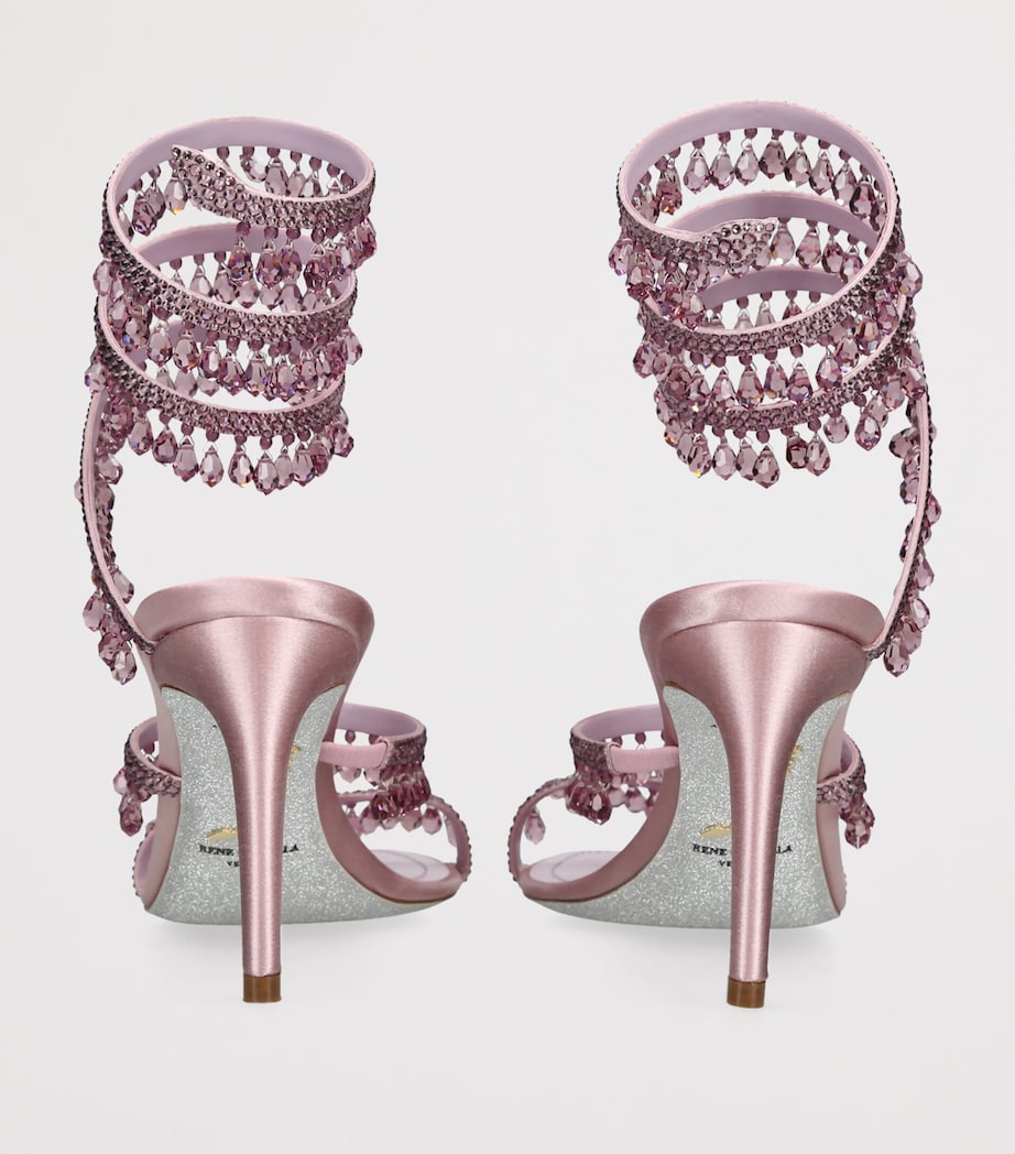 René Caovilla Satin Chandelier Heeled Sandals 80 Pink Comb Image 2