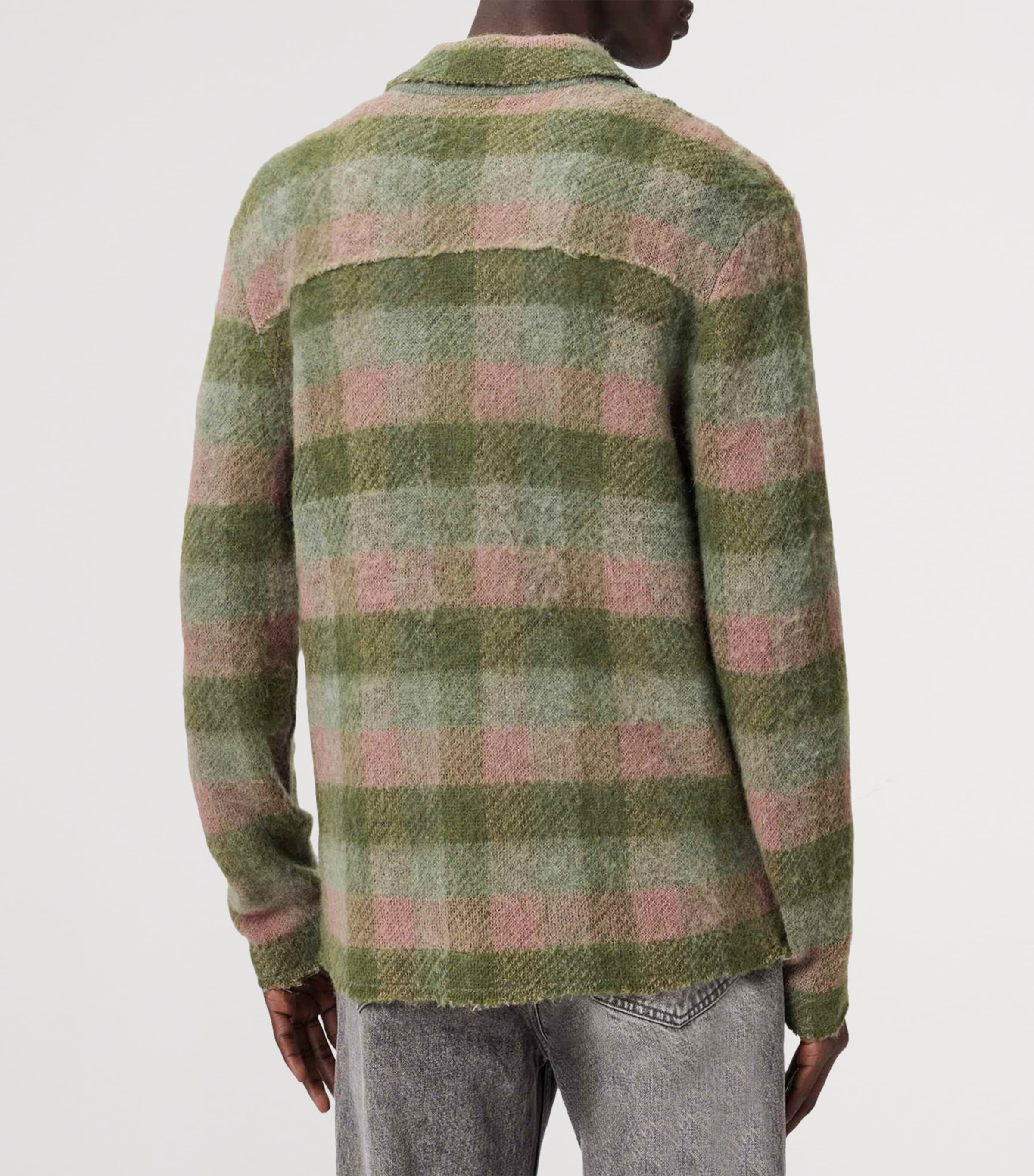 AllSaints Mens Check Adler Shirt Sunbaked Pink Image 4