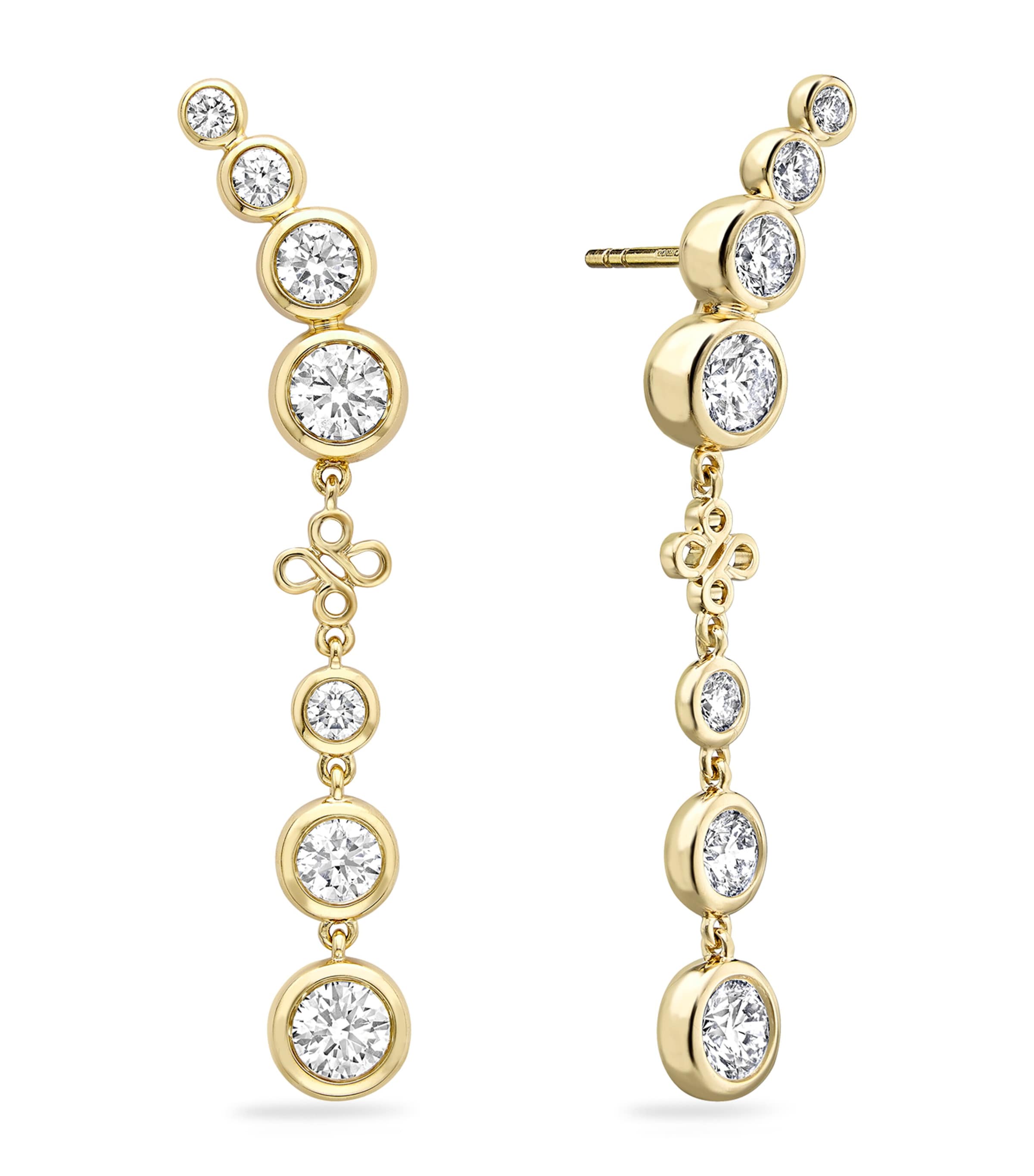 Yellow Gold and Diamond Long Beach Earrings YELLOW GOLD Image 2