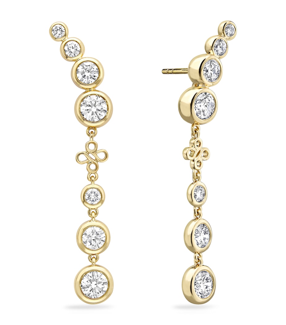 Yellow Gold and Diamond Long Beach Earrings YELLOW GOLD Image 2