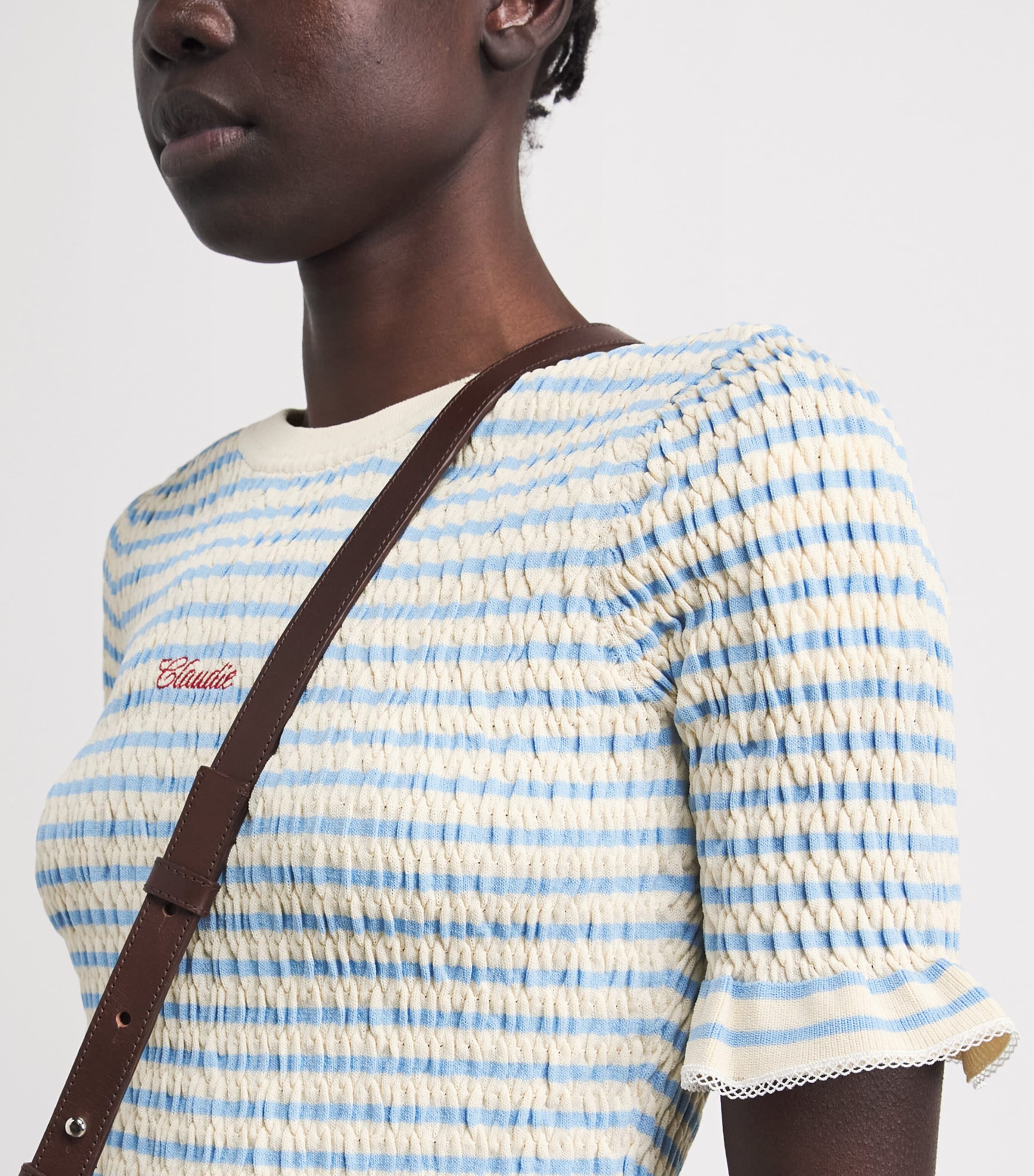 Claudie Pierlot Womens Knitted Stripe Top Dual Color Image 3