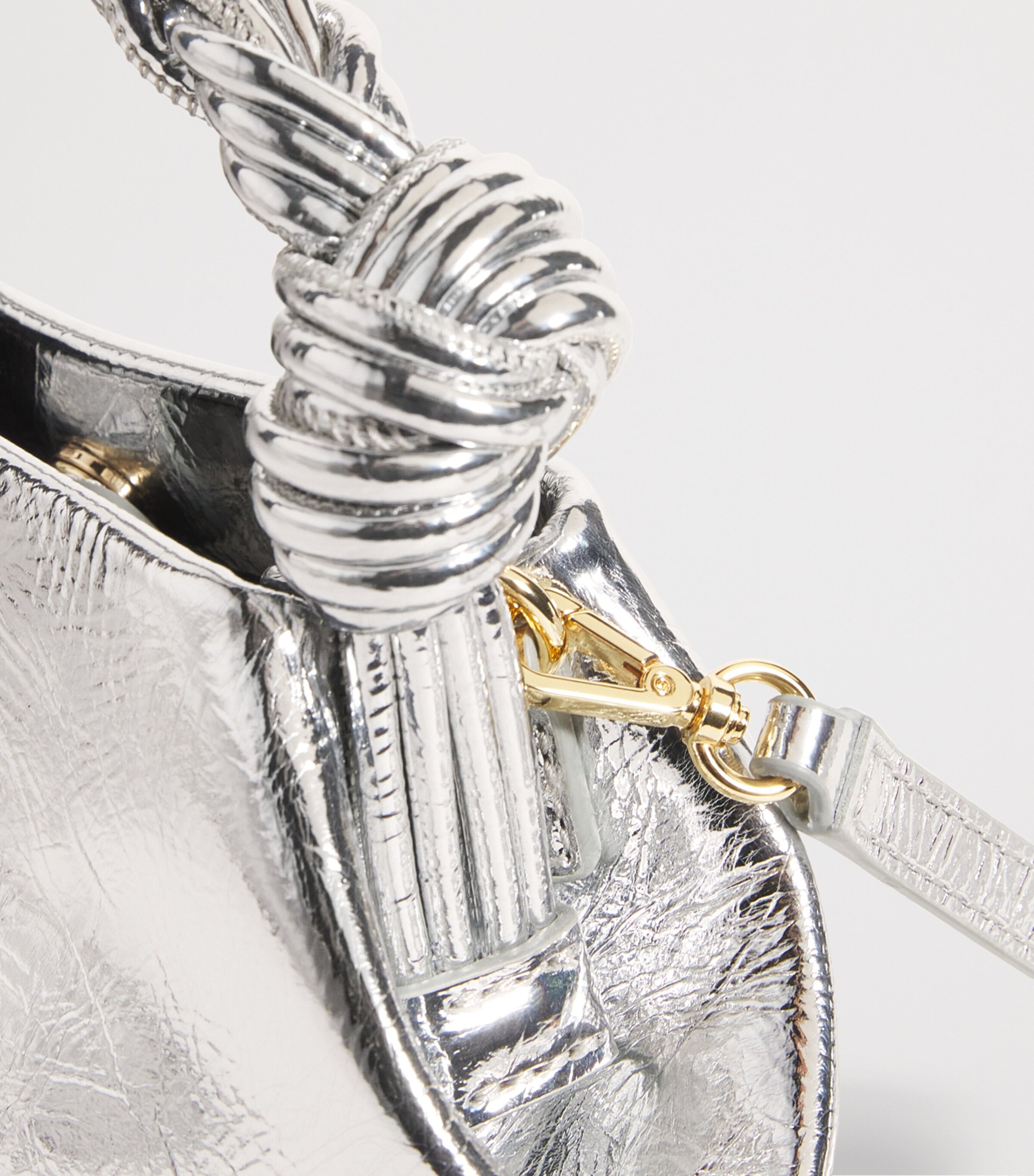 GANNI Occasion Top Handle Bagシルバー Ganni Occasion Top Handle Knot Bag - Silver | Garmentory