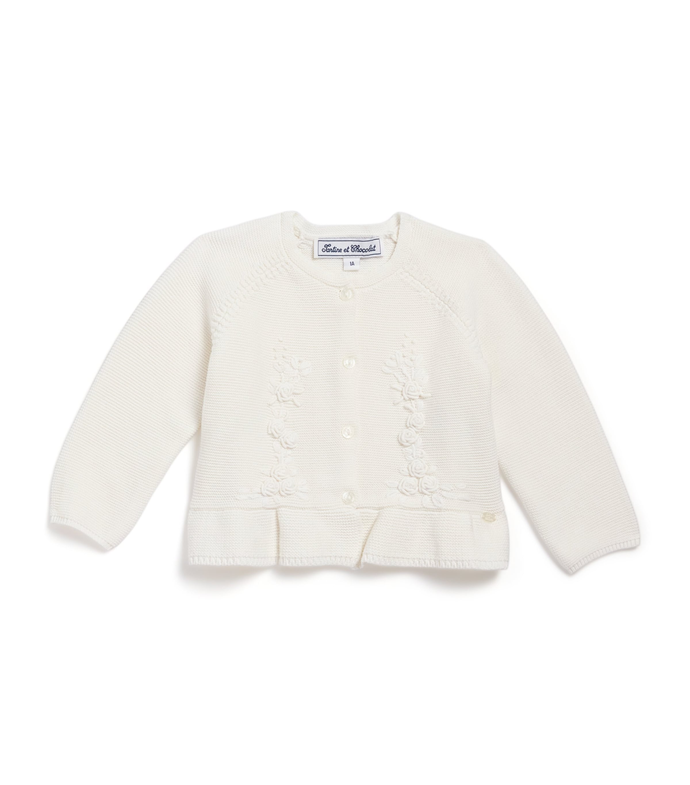 Tartine et Chocolat Cotton Embroidered Cardigan (3 Months-4 Years) Blanc Image 1
