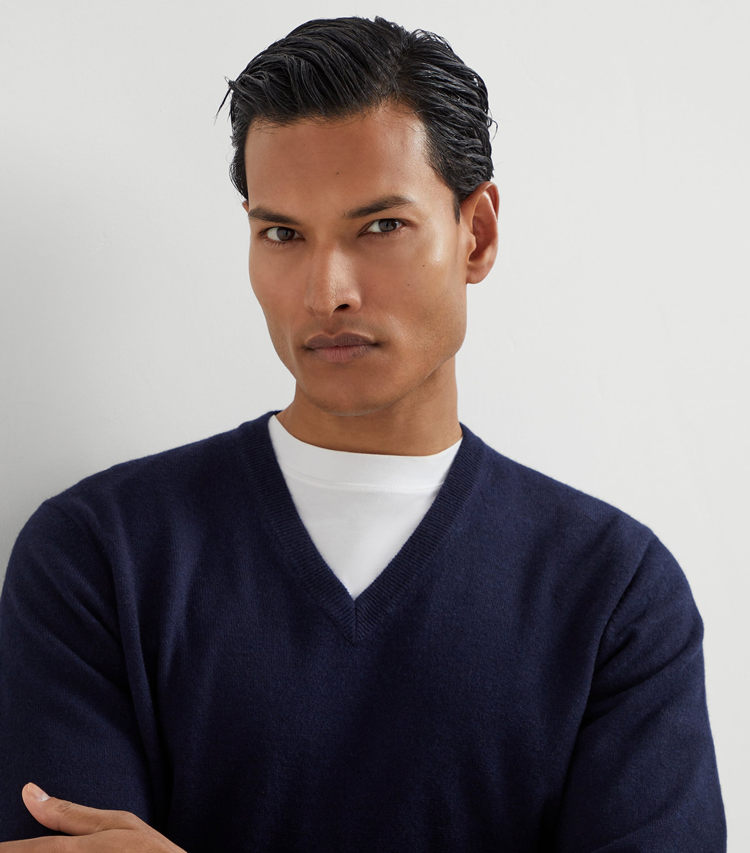 Brunello Cucinelli Blue Cashmere V-Neck Sweater | Harrods US
