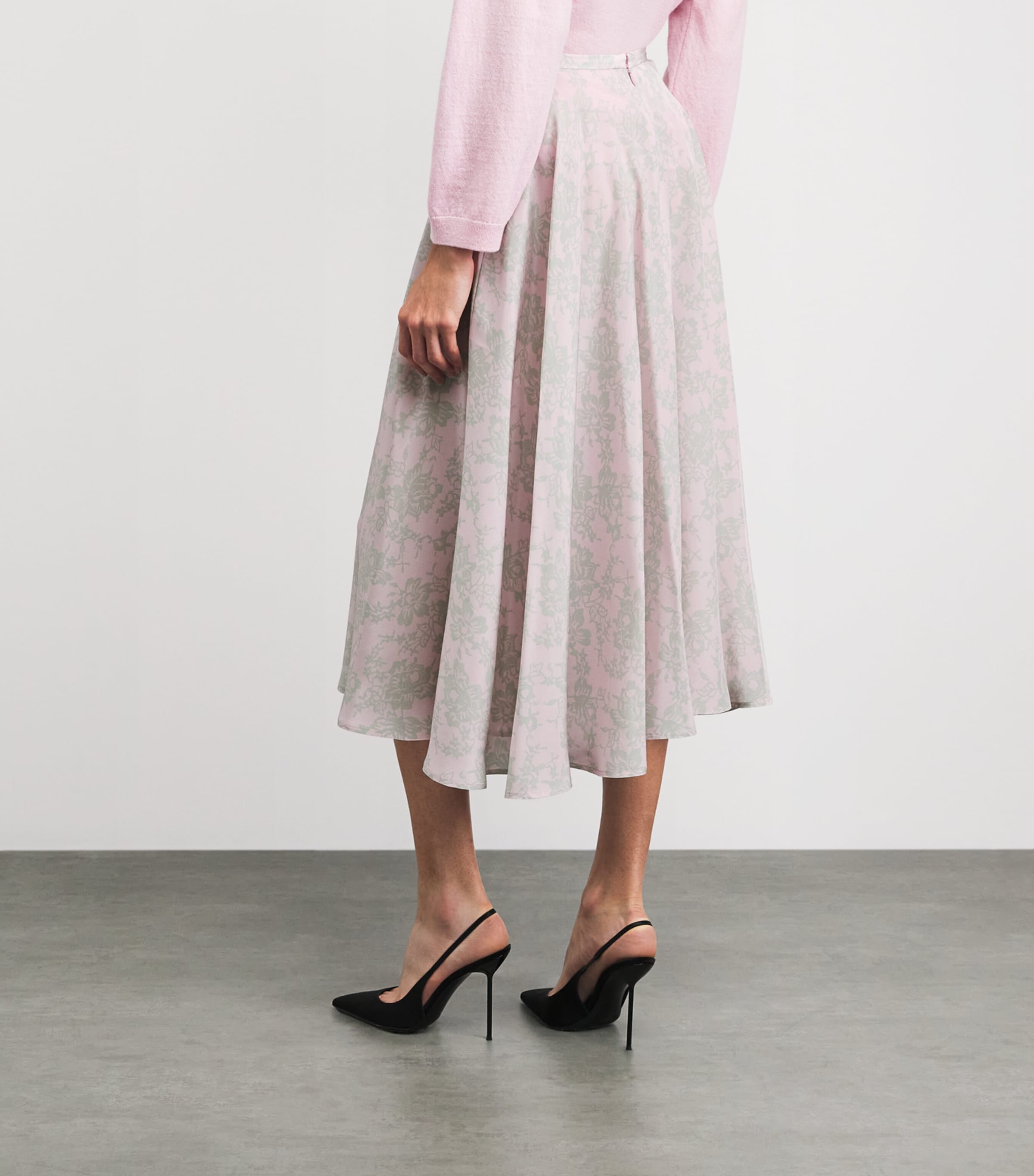 BITE Studios Womens Silk Floral Miren Midi Skirt Rose Pink Image 5