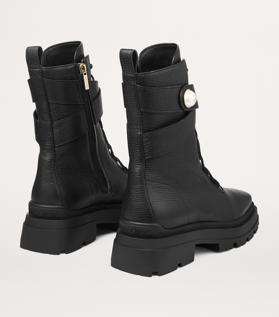 Noemi 45 Leather Biker Boots BLACK Image 4