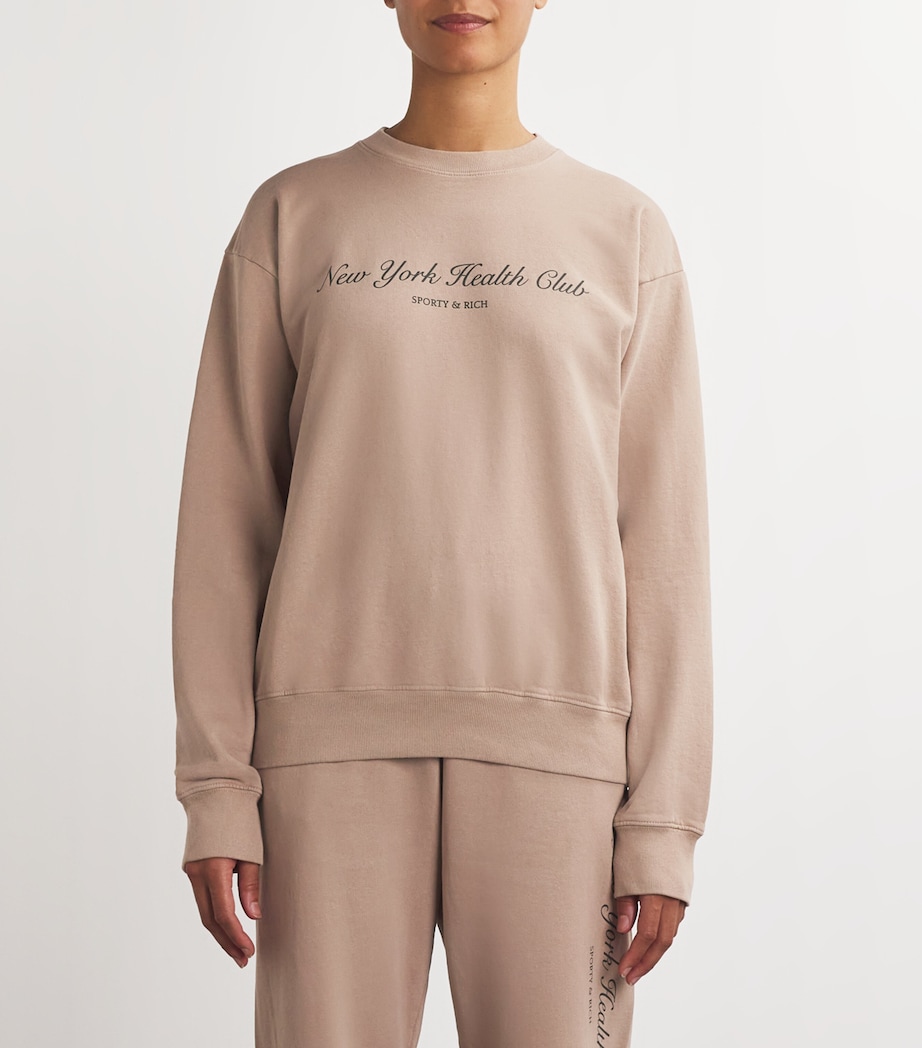 Sporty & Rich Womens Health Club Sweatshirt Mink Black Image 3