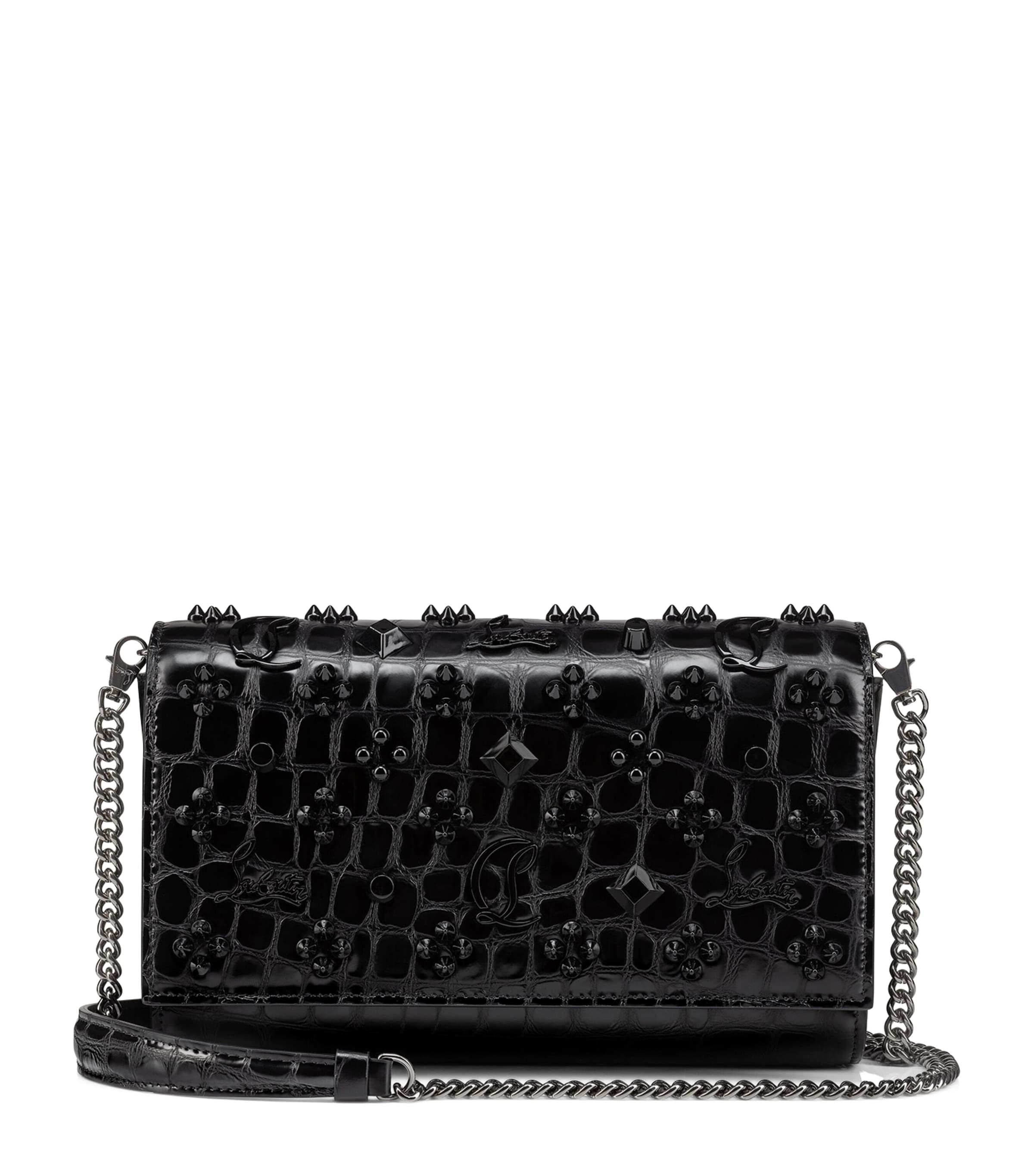Christian Louboutin Paloma Leather Embellished Clutch Bag In Red