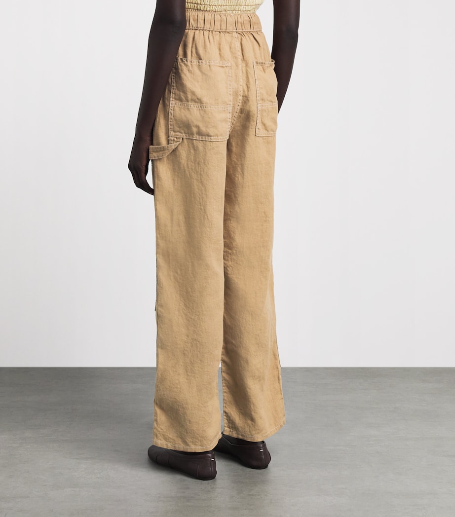 Rag & Bone Womens Linen Atlas Wide-Leg Trousers Tan Image 5
