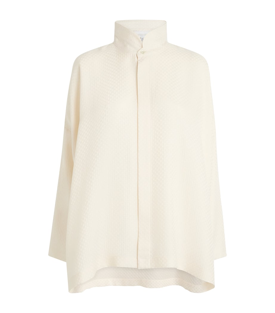 Eskandar Womens Silk Double-Stand Collar Shirt Ivory Image 1