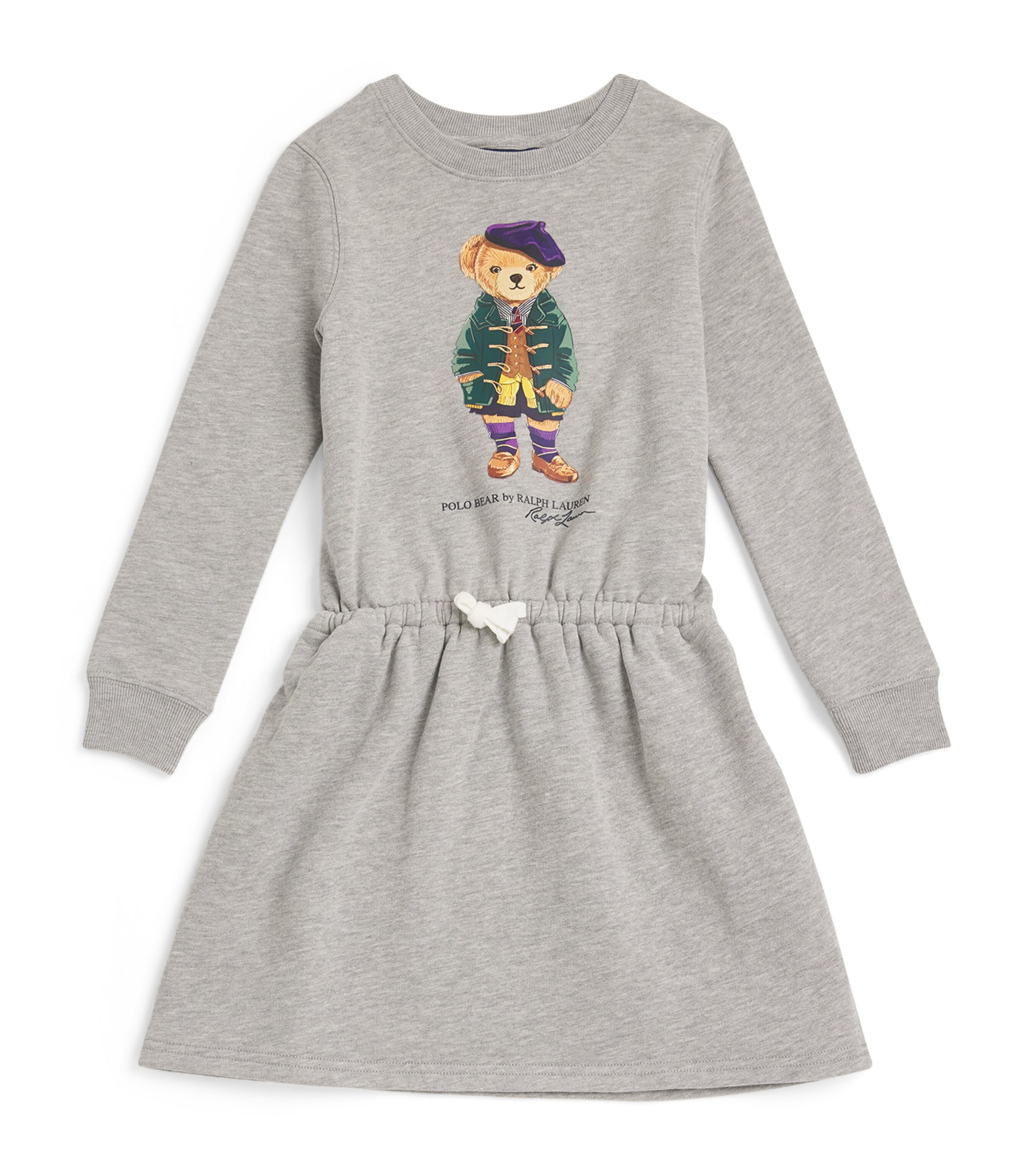 Shop Ralph Lauren Cotton Polo Bear Dress In Grey