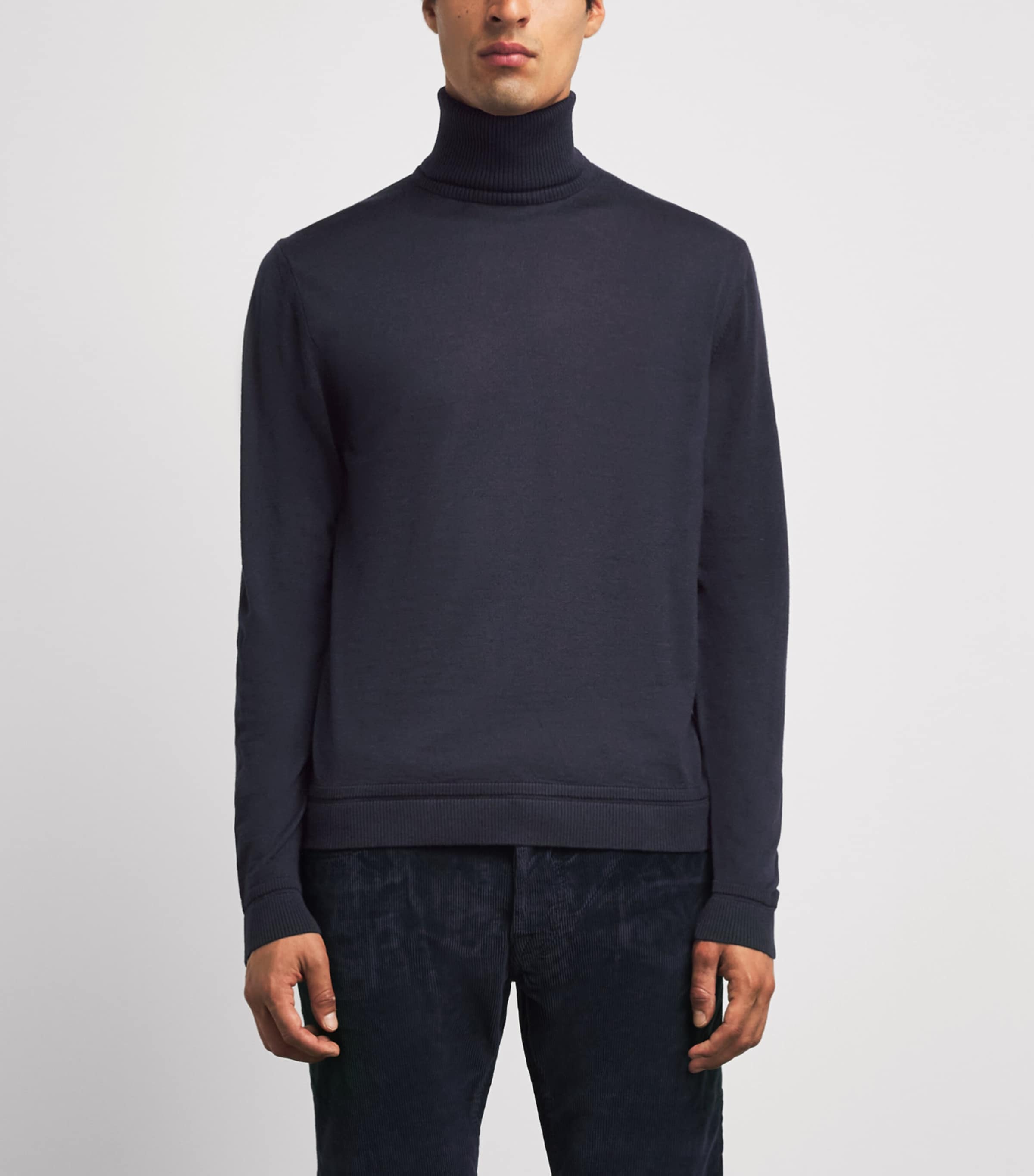 Jacob Cohën Mens Wool-Silk Rollneck Jumper Navy Blue Image 4