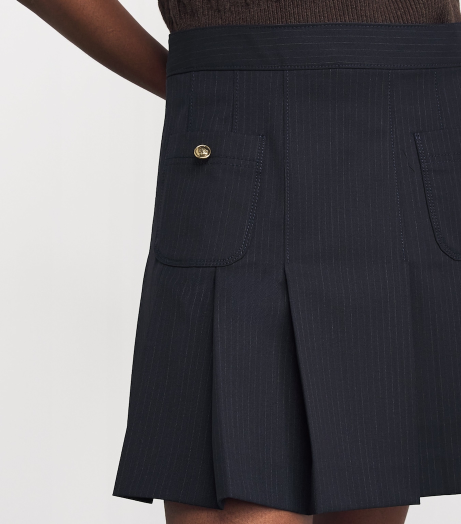 Wool-Blend Pleated Mini Skirt NAVY BLUE Image 6