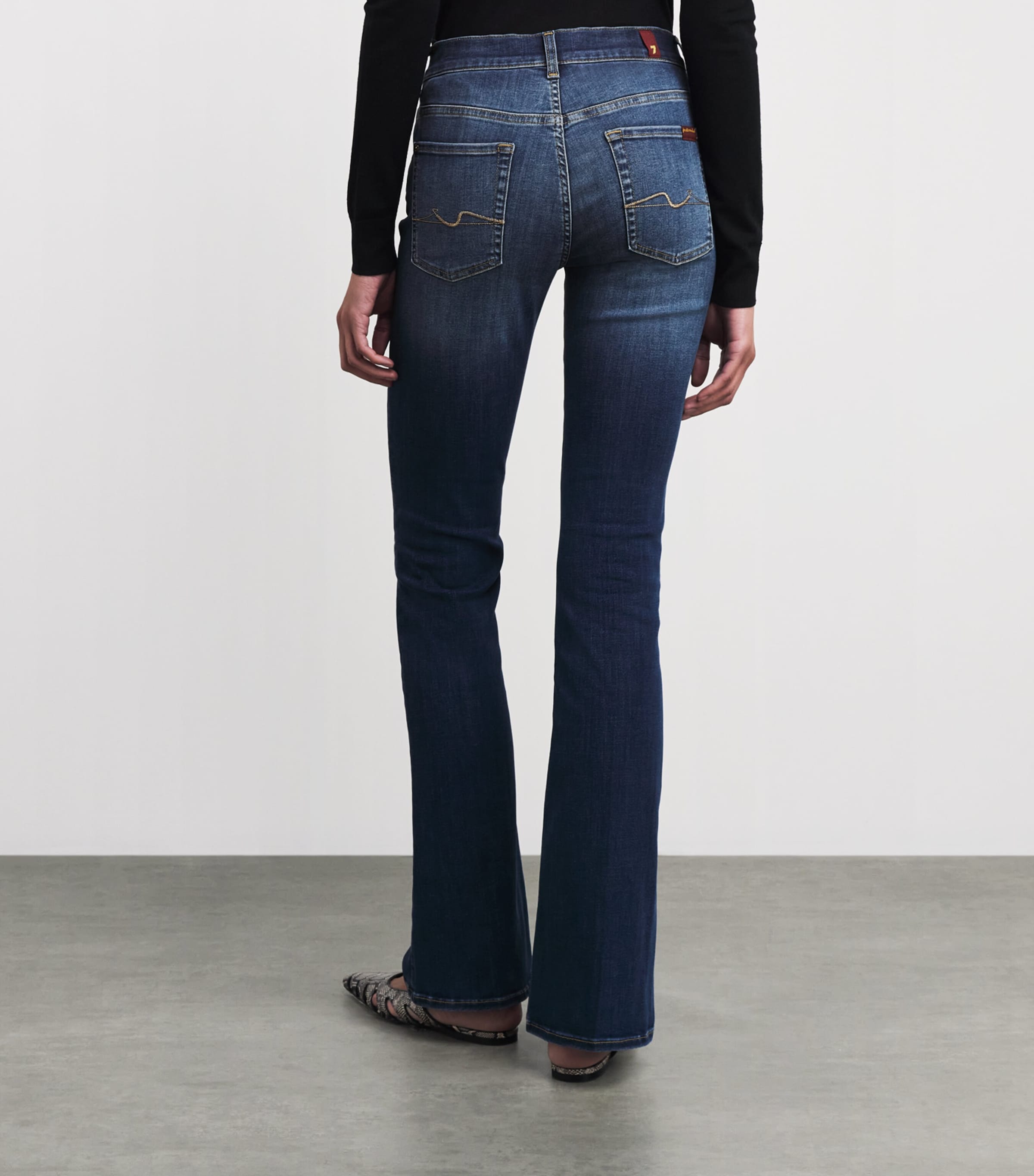 7 For All Mankind Womens B(Air) Mid-Rise Bootcut Jeans Rinsed Indigo Image 5