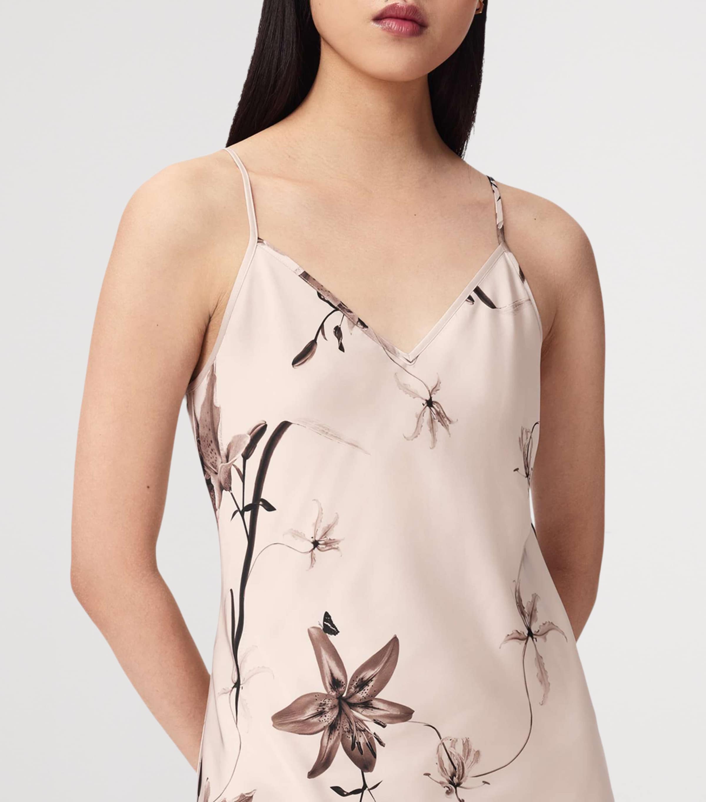 AllSaints Womens Hera 2-In-1 Midi Dress Petra Cream White Image 5