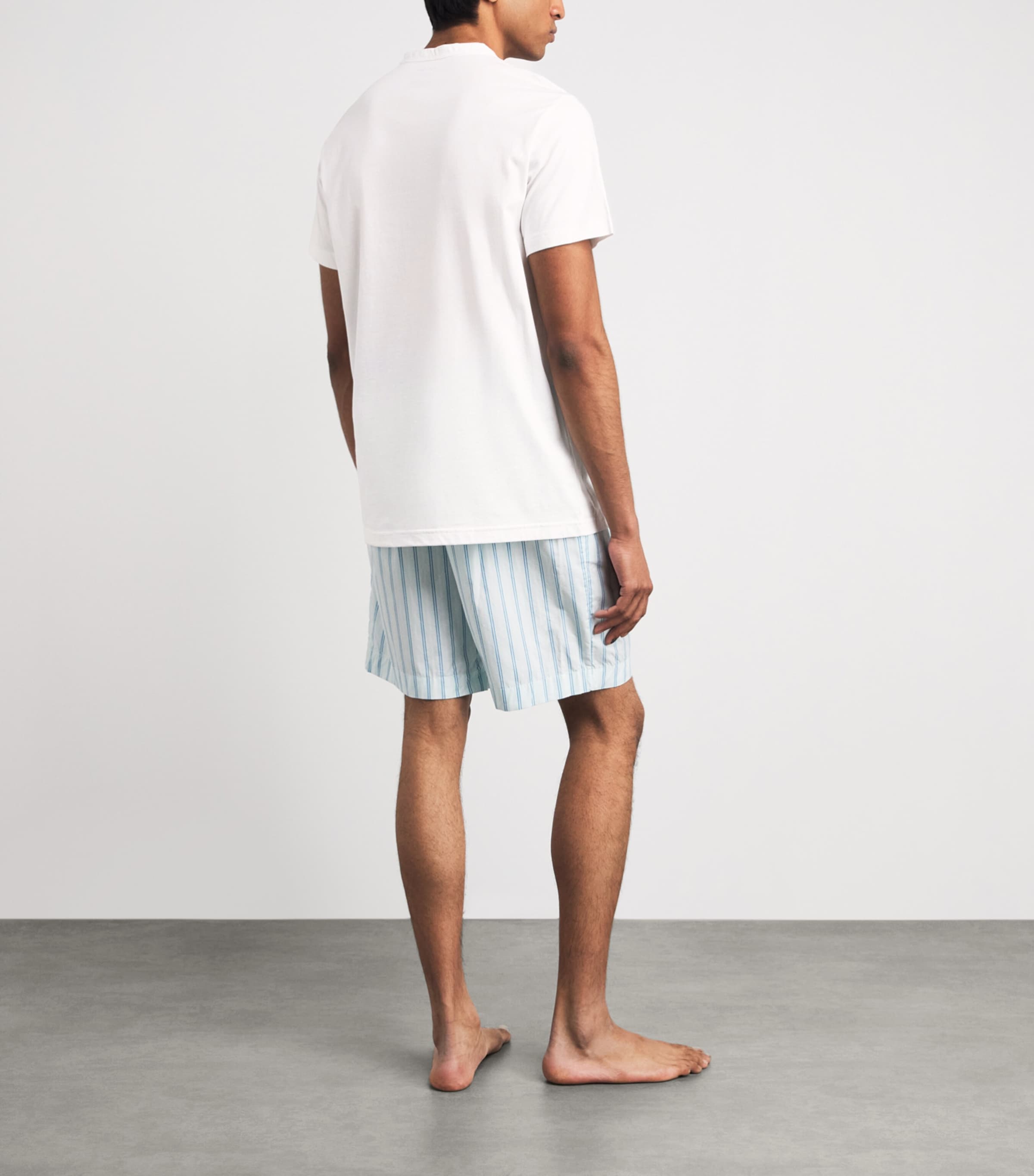 Calvin Klein Mens Cotton T-Shirt and Shorts Pyjama Set Wht/stripe Mist Image 4