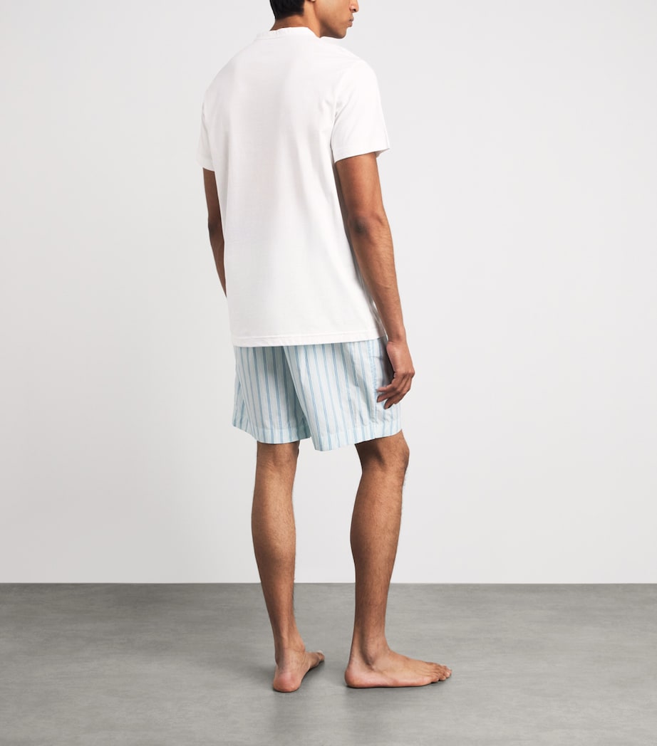 Calvin Klein Mens Cotton T-Shirt and Shorts Pyjama Set Wht/stripe Mist Image 4