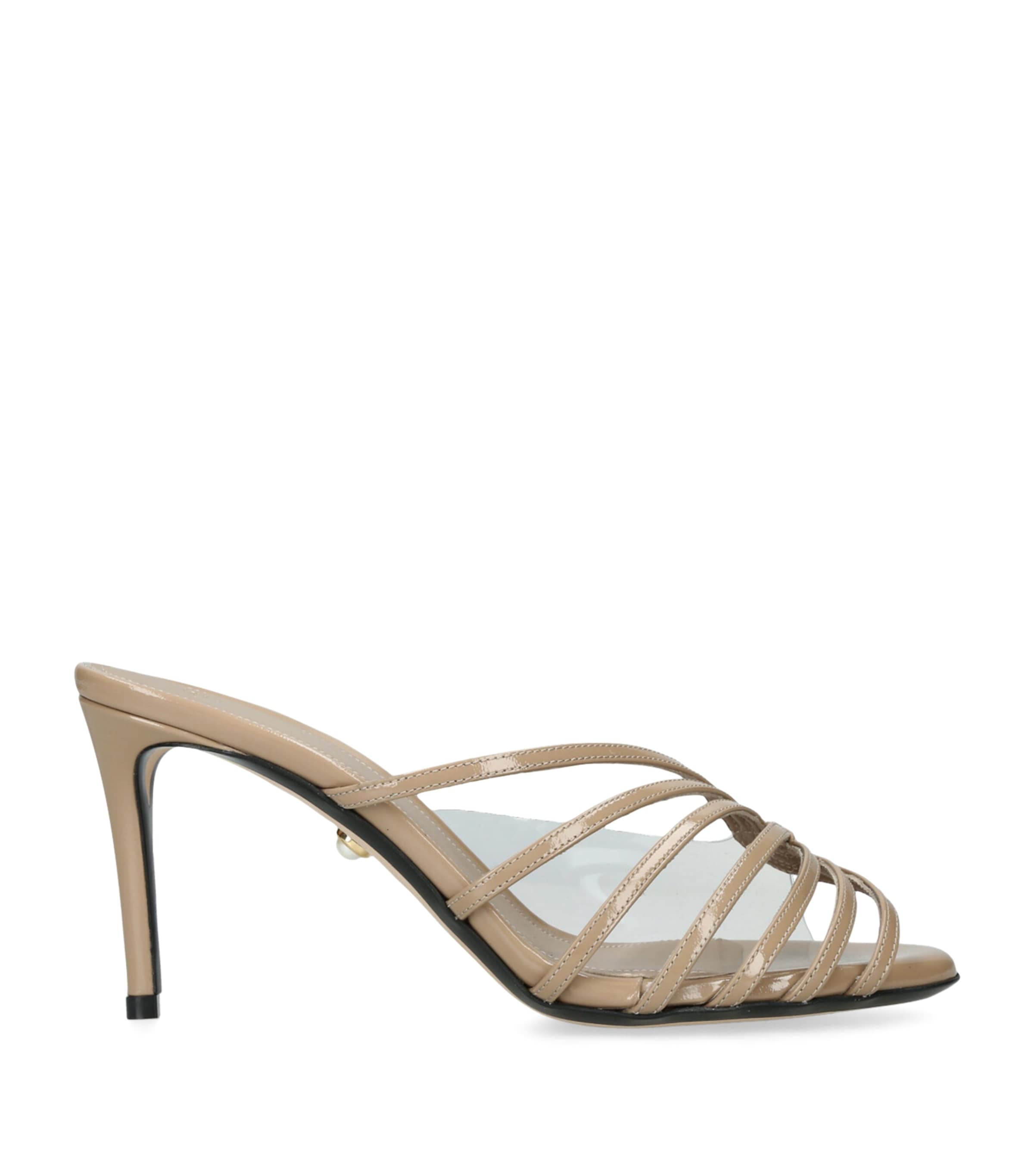 Alevì Patent Leather Miriam Heeled Mules 80 In Brown