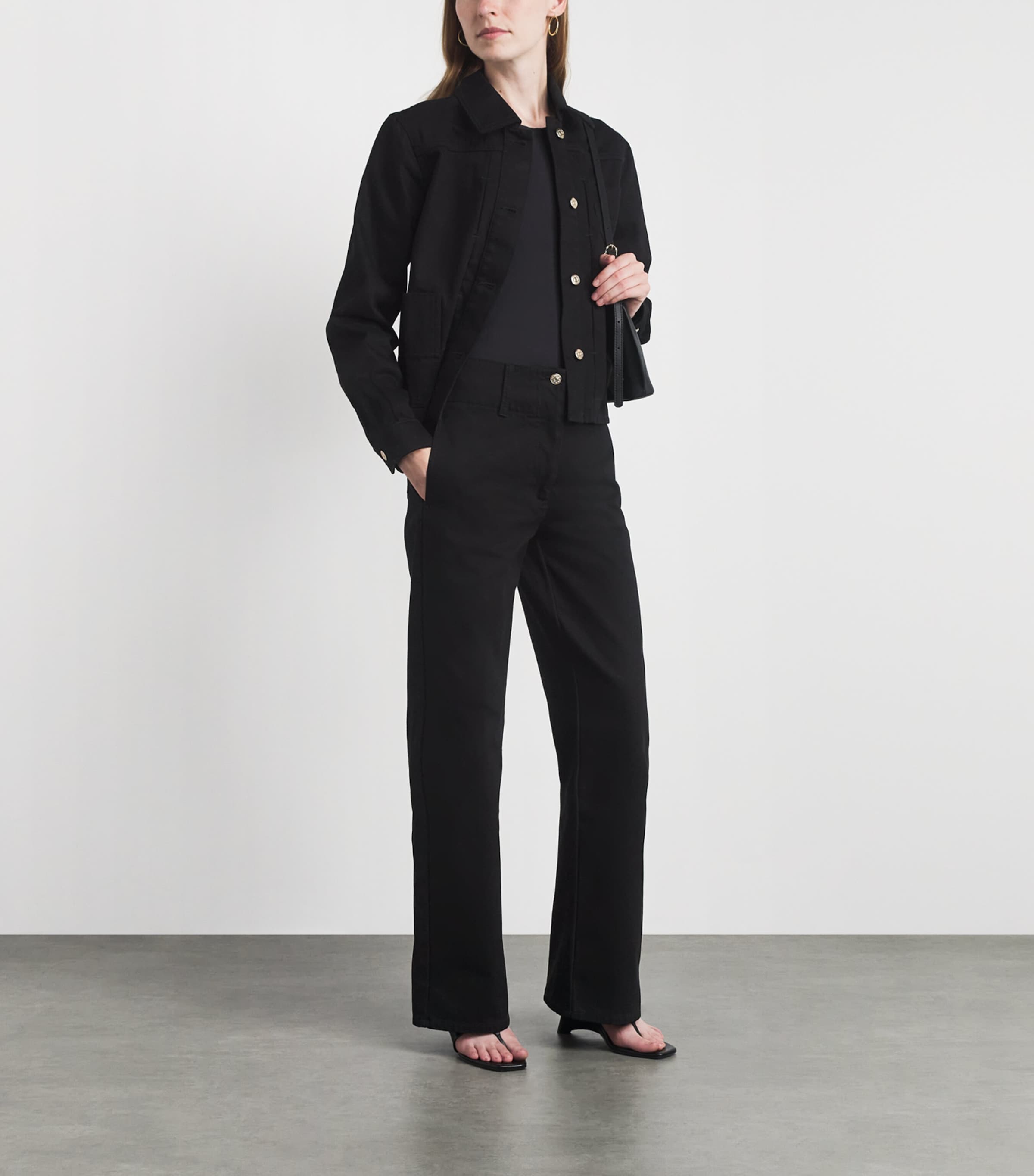 Claudie Pierlot Womens High-Rise Wide-Leg Jeans Black Denim Image 2