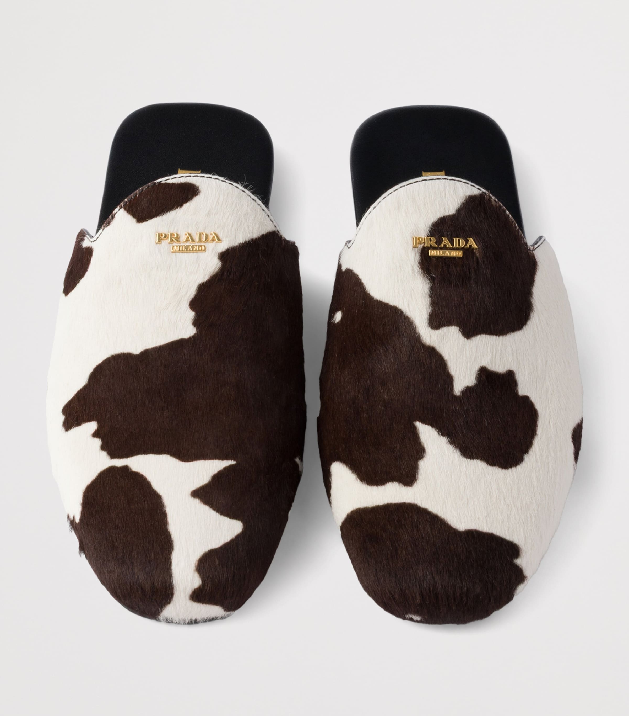 Leather Cow Print Mules F0G3N Image 3