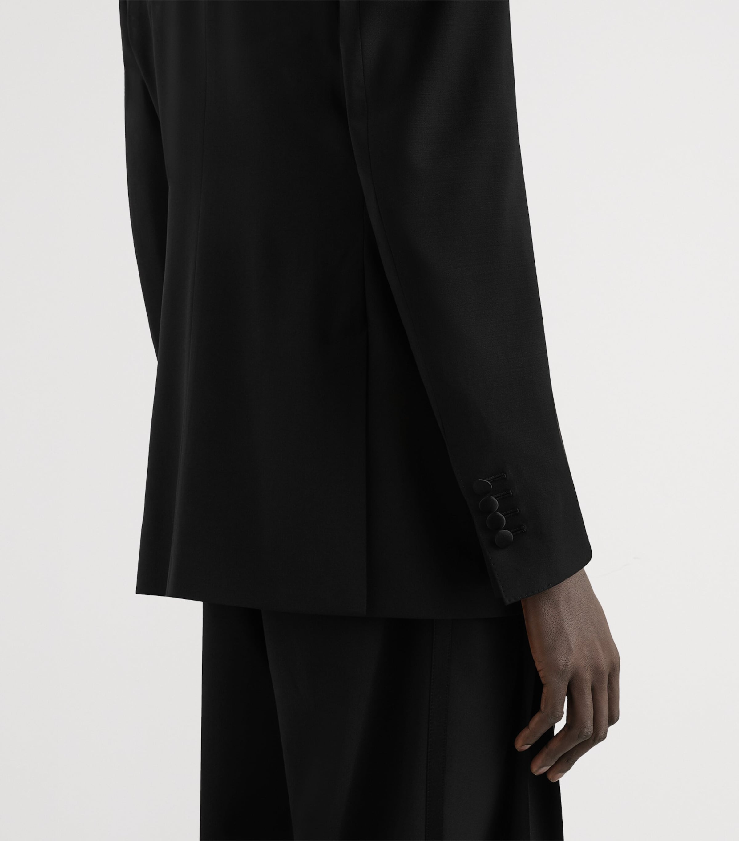 Dolce&Gabbana Mens Virgin Wool-Silk Double-Breasted Blazer Black Image 5