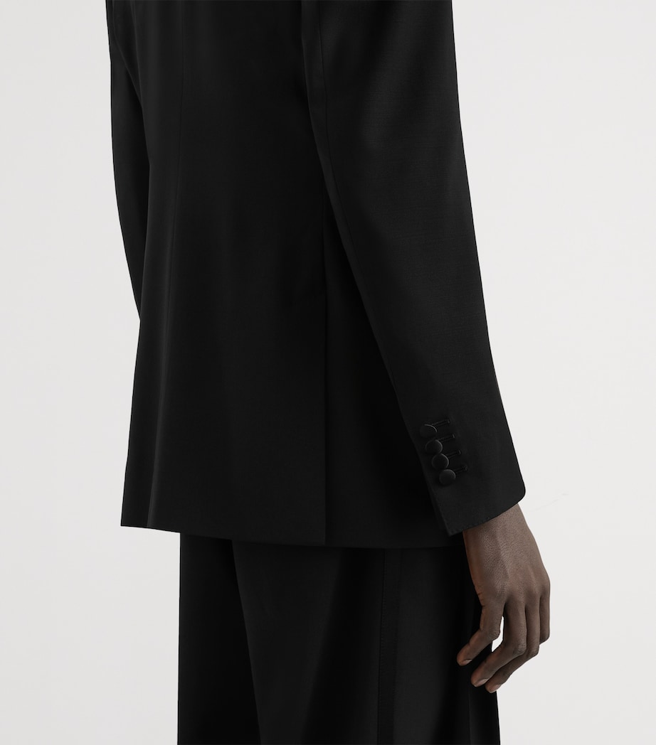 Dolce&Gabbana Mens Virgin Wool-Silk Double-Breasted Blazer Black Image 5