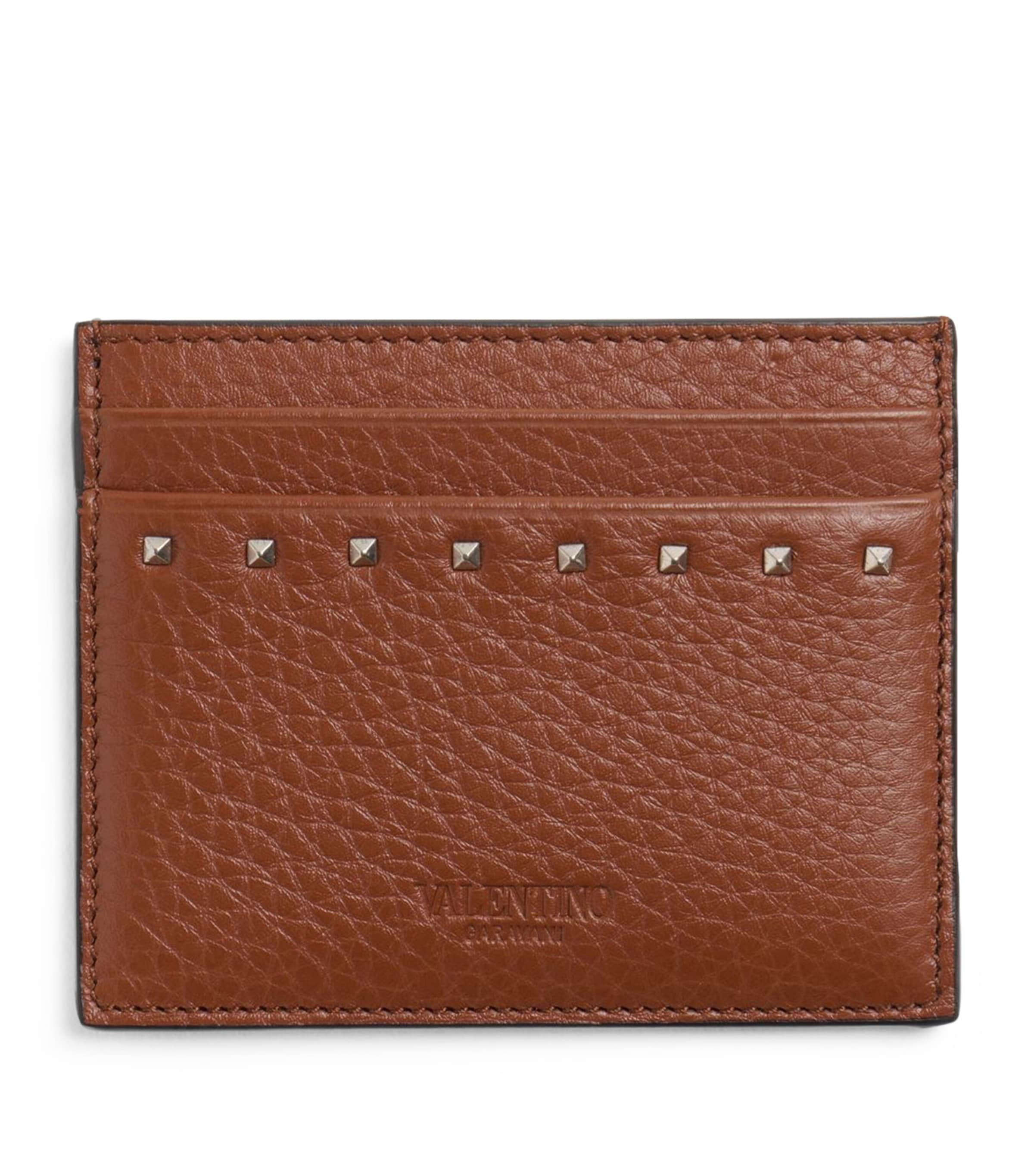 Valentino Vlogo Signature Leather Card Holder In Brown
