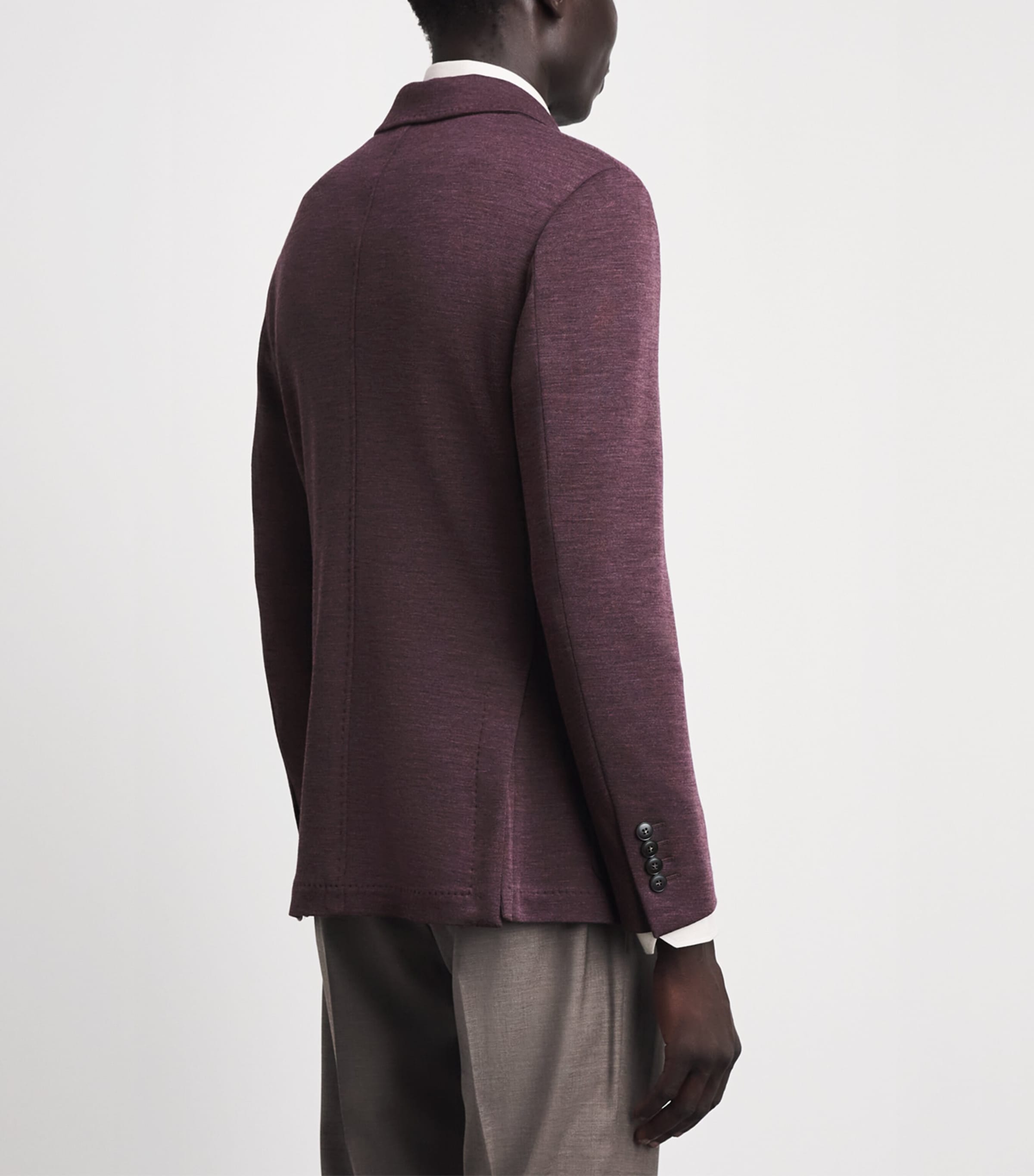 Canali Mens Wool Blazer Burgundy Image 5