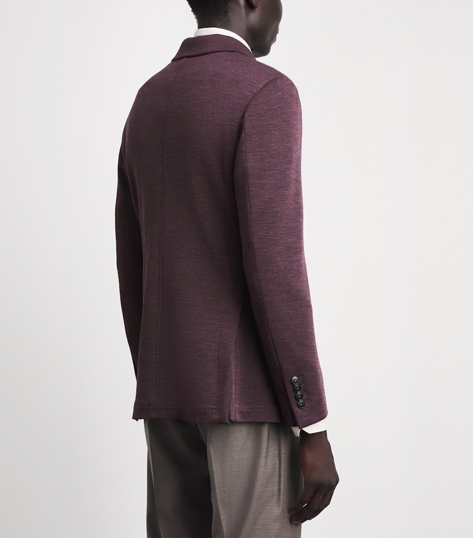 Canali Mens Wool Blazer Burgundy Image 5