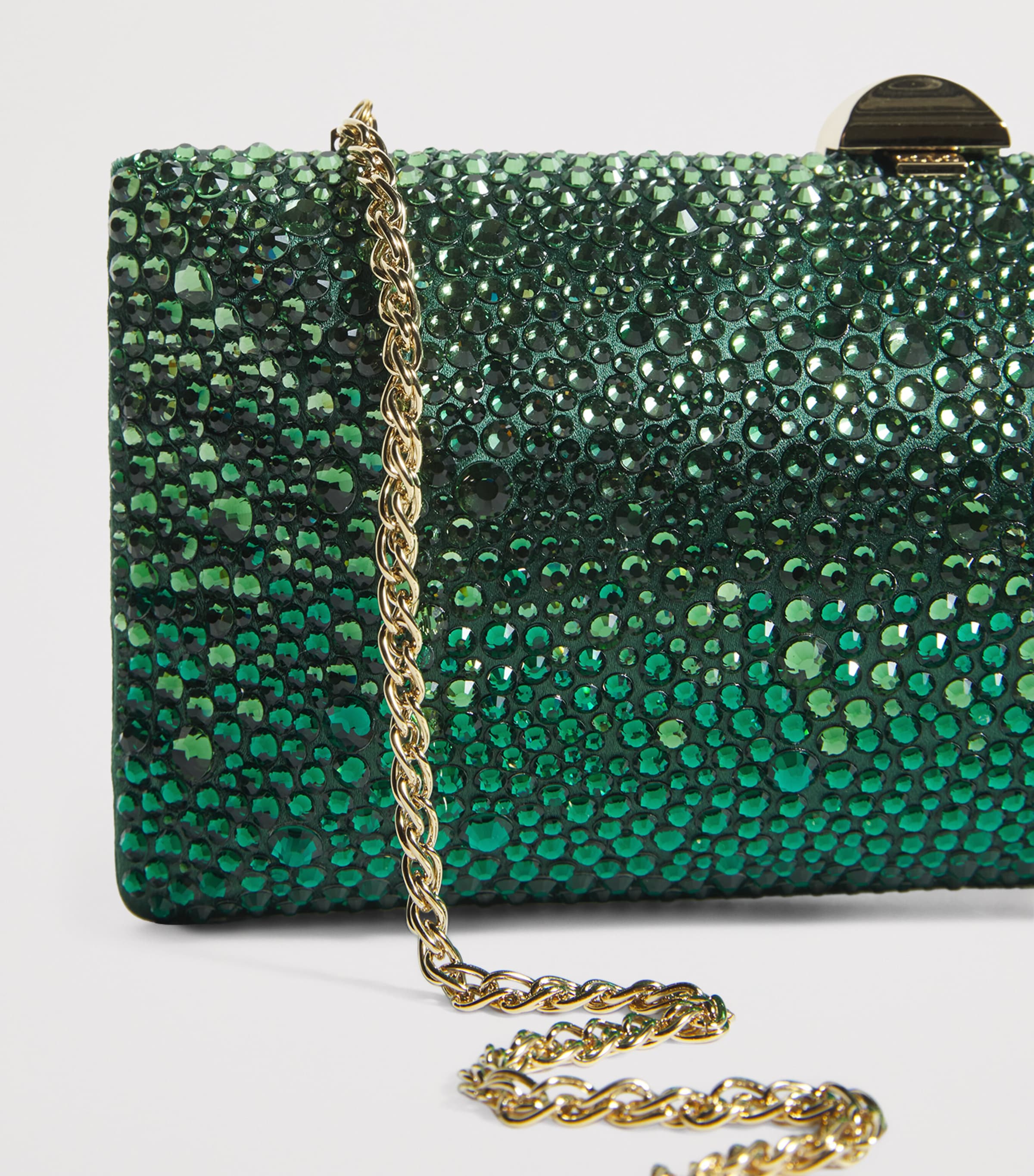 Rodo Silk Crystal Clutch Bag Sage Green Image 6