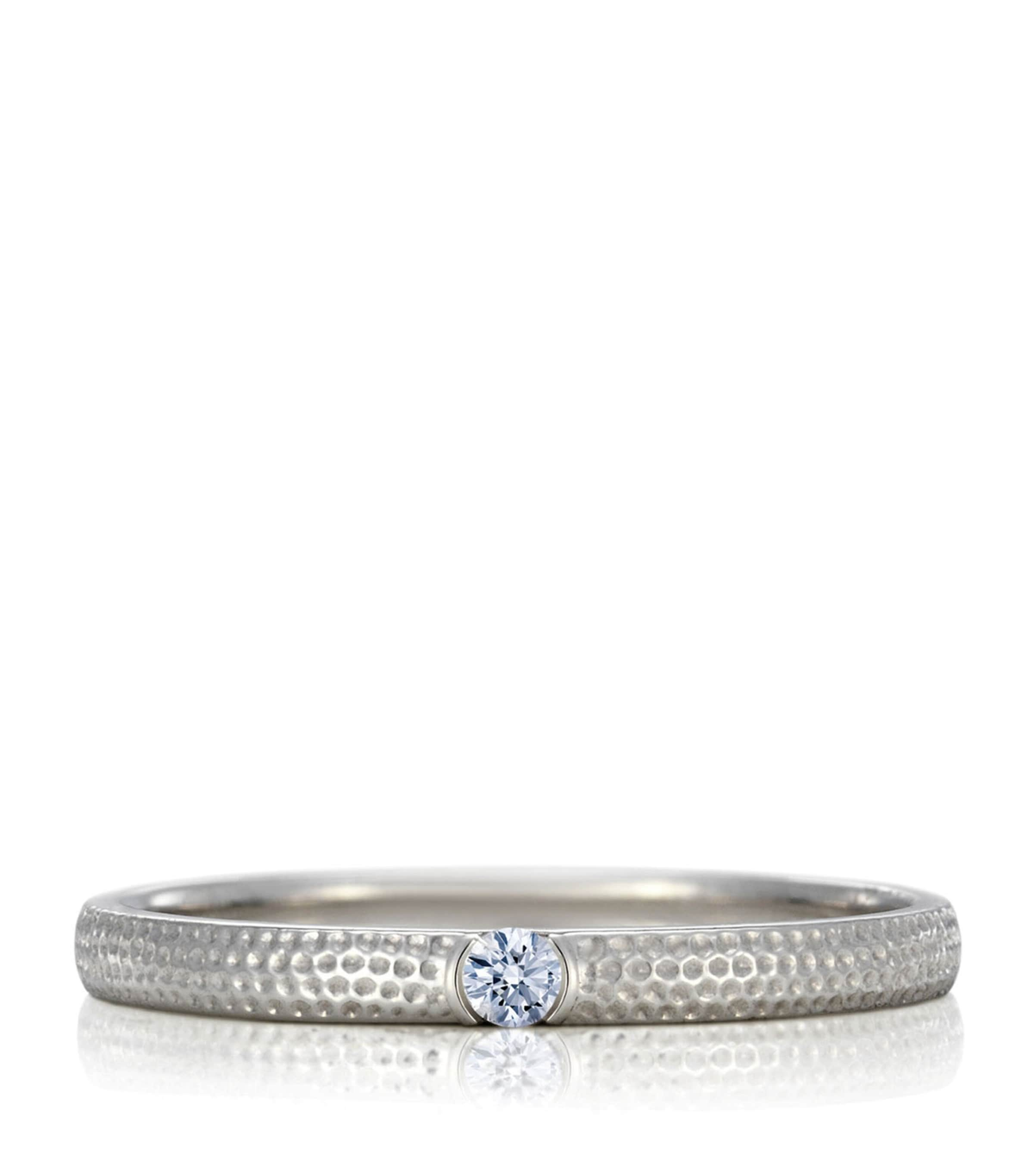 De Beers White Gold And Diamond Talisman Azulea Ring In Silver