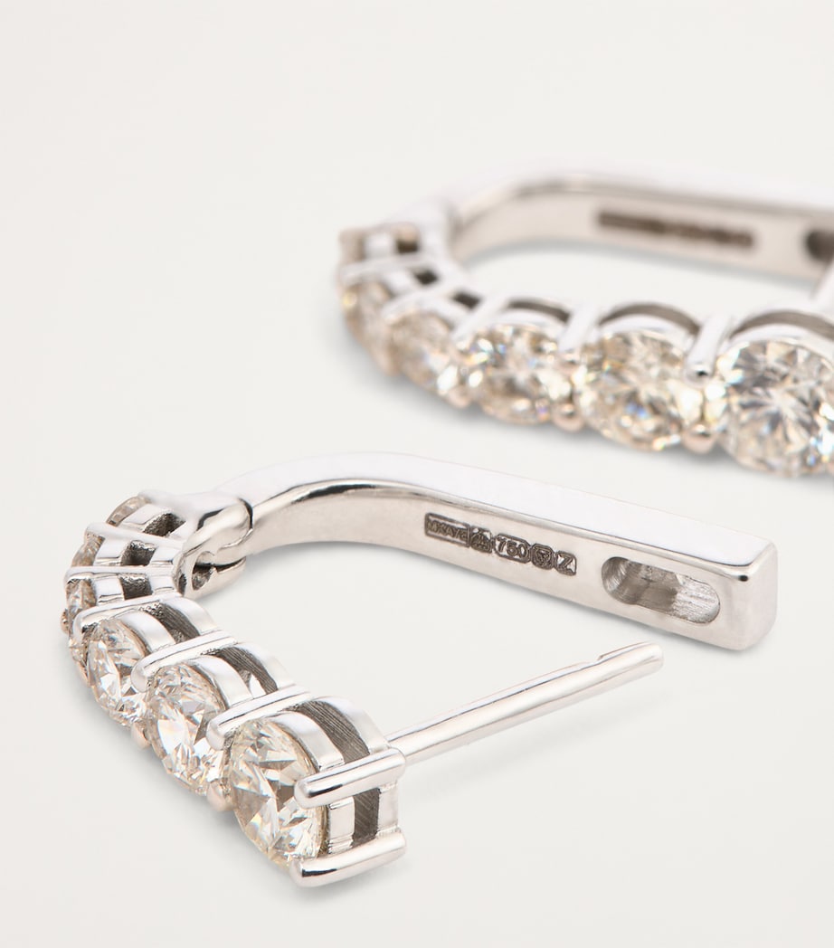 White Gold and Diamond Aria U Huggie Earrings WHITE GOLD Image 6