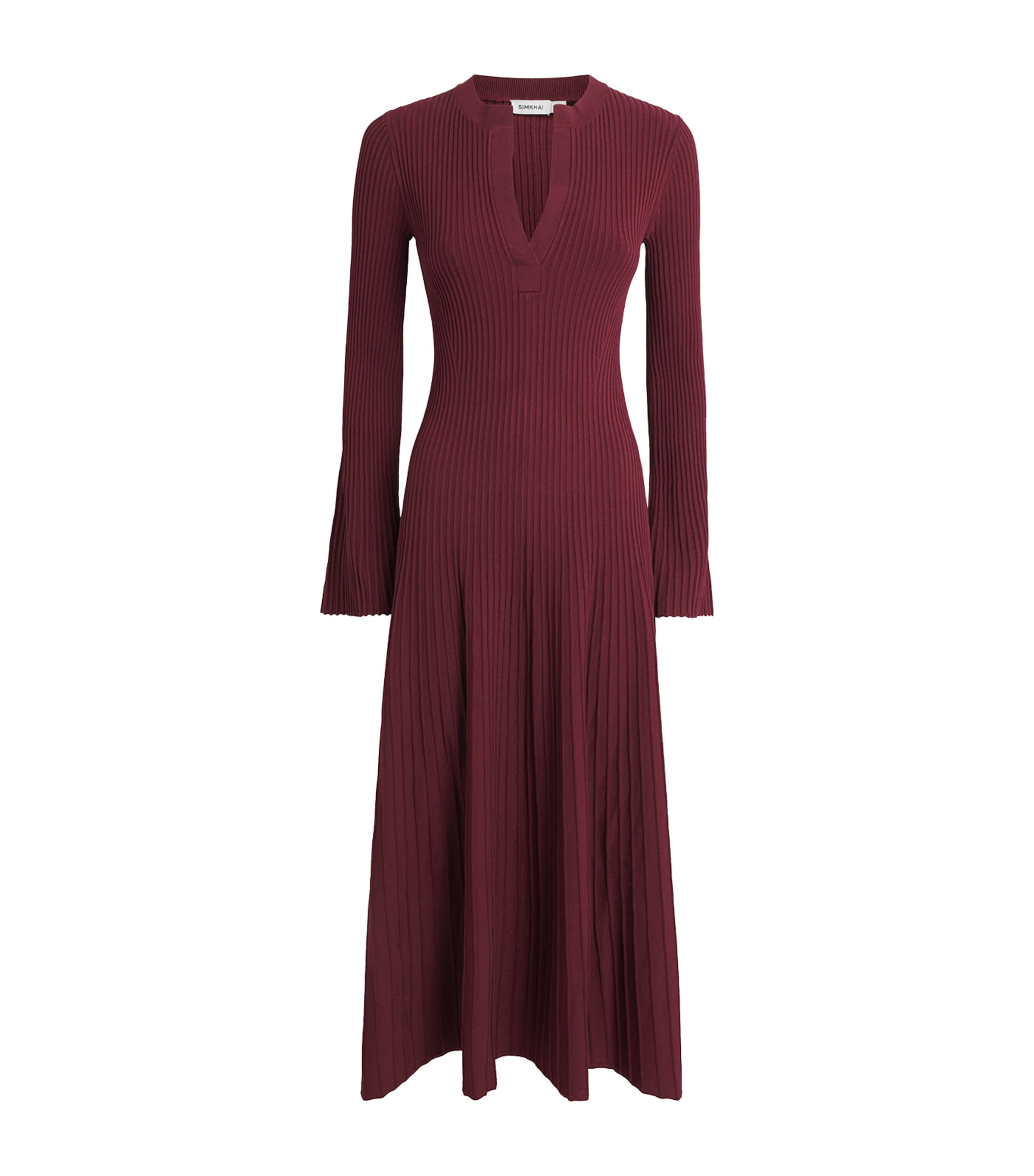 Simkhai Ribbed Genna Midi Dress In Red
