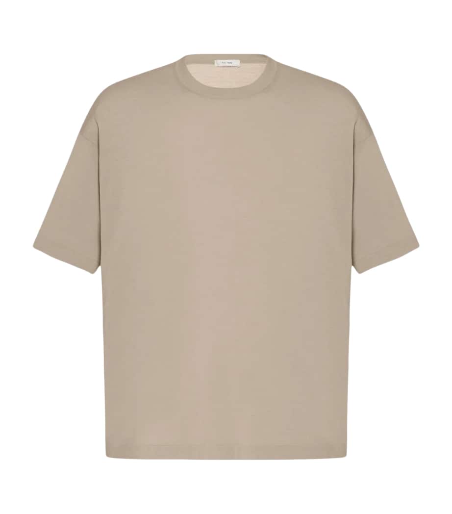 The Row Mens Dlomu Wool T-Shirt Taupe Image 1