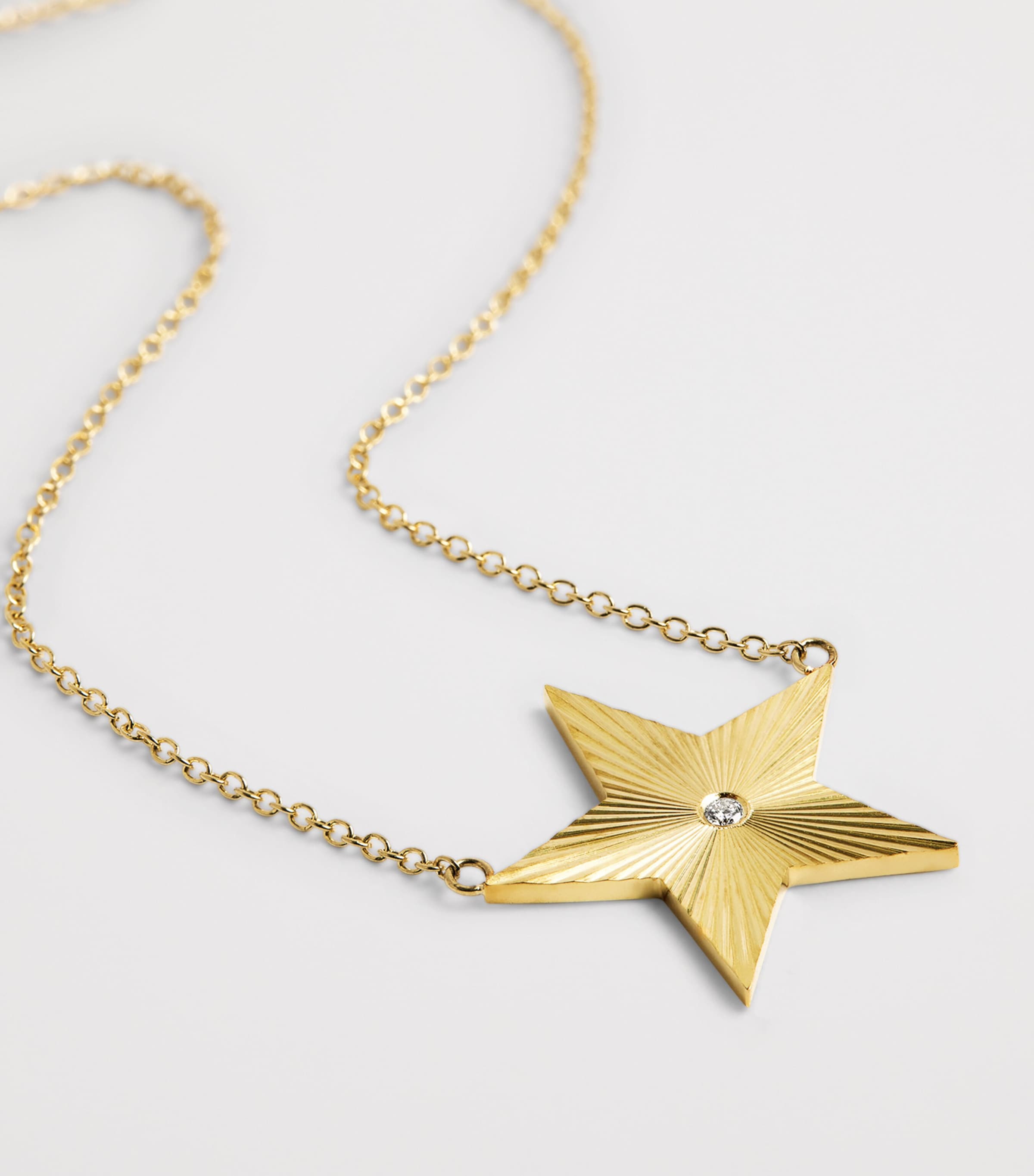 Large Yellow Gold and Diamond 70s Star Necklace YELLOW GOLD Image 4
