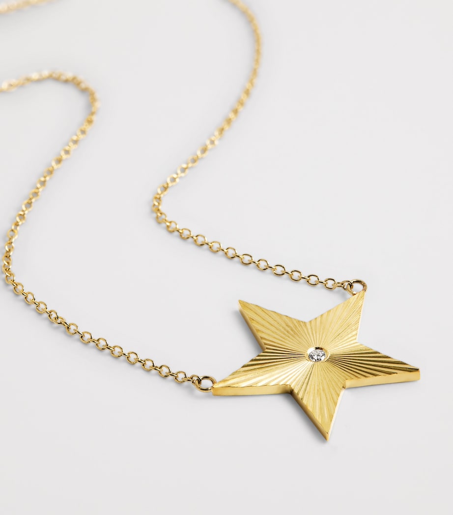 Large Yellow Gold and Diamond 70s Star Necklace YELLOW GOLD Image 4
