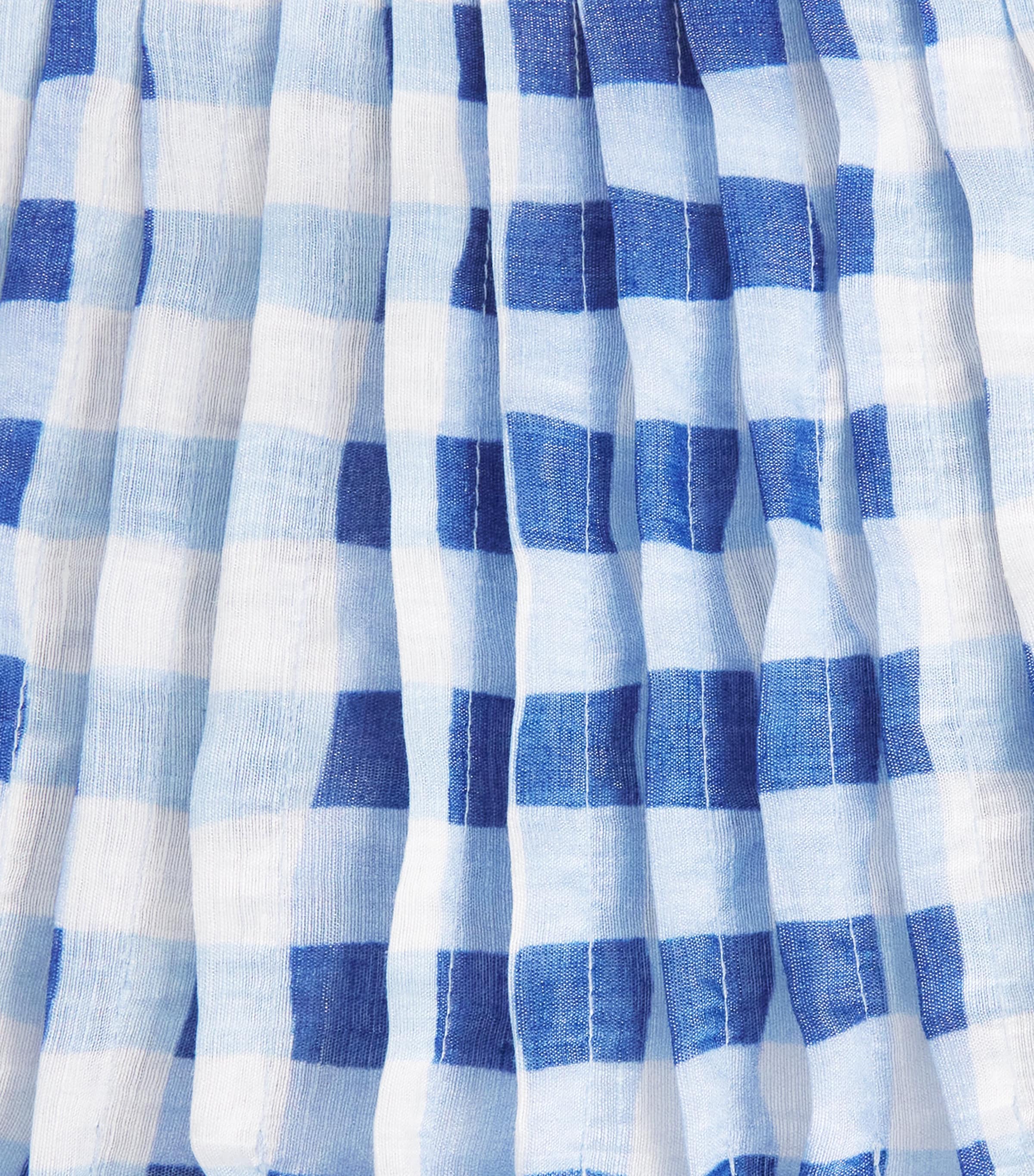 Sandro Paris Womens Linen-Blend Gingham Maxi Skirt Blu / White Image 6