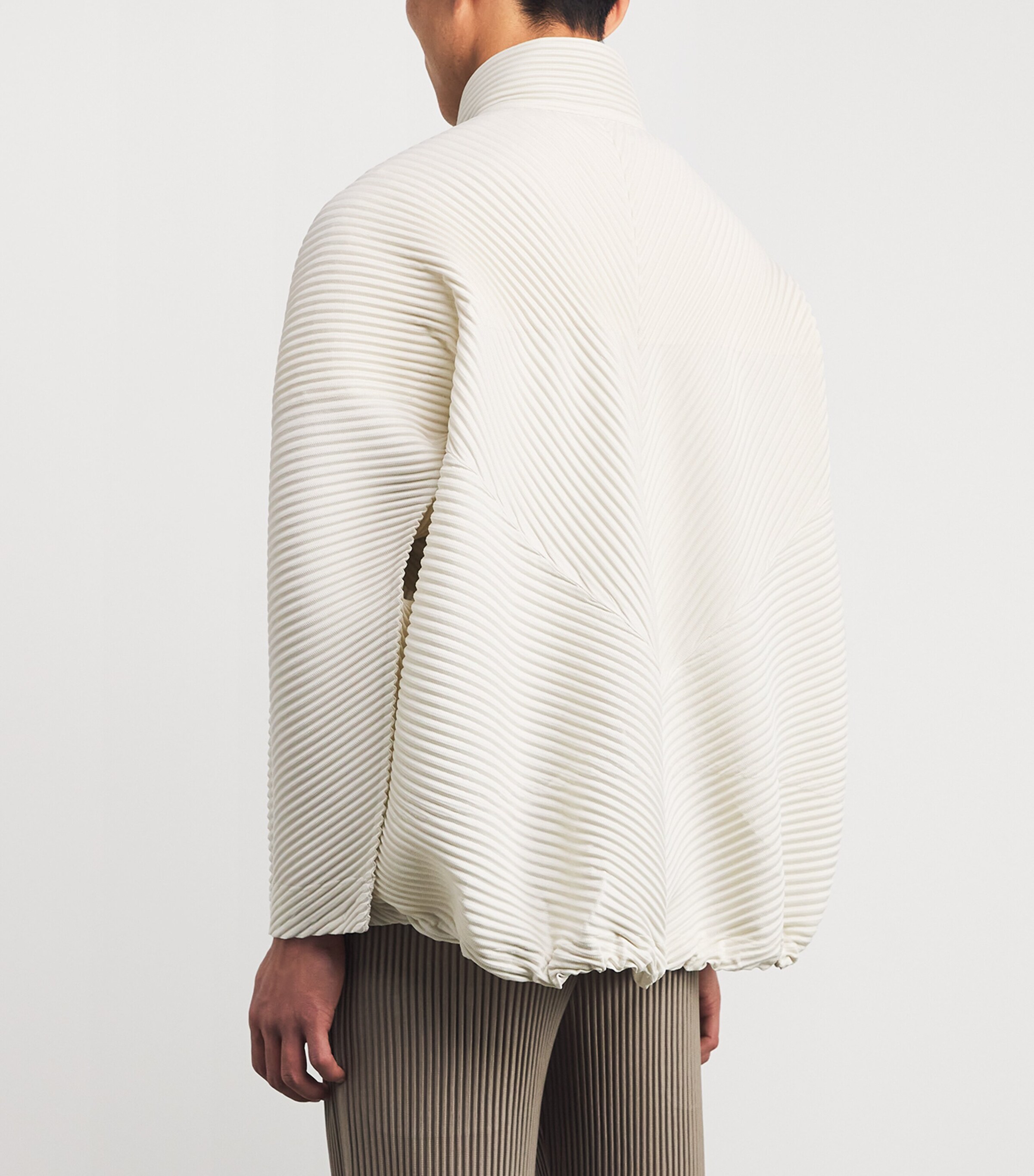 Homme Plissé Issey Miyake White Pleated Bomber Jacket | Harrods HK