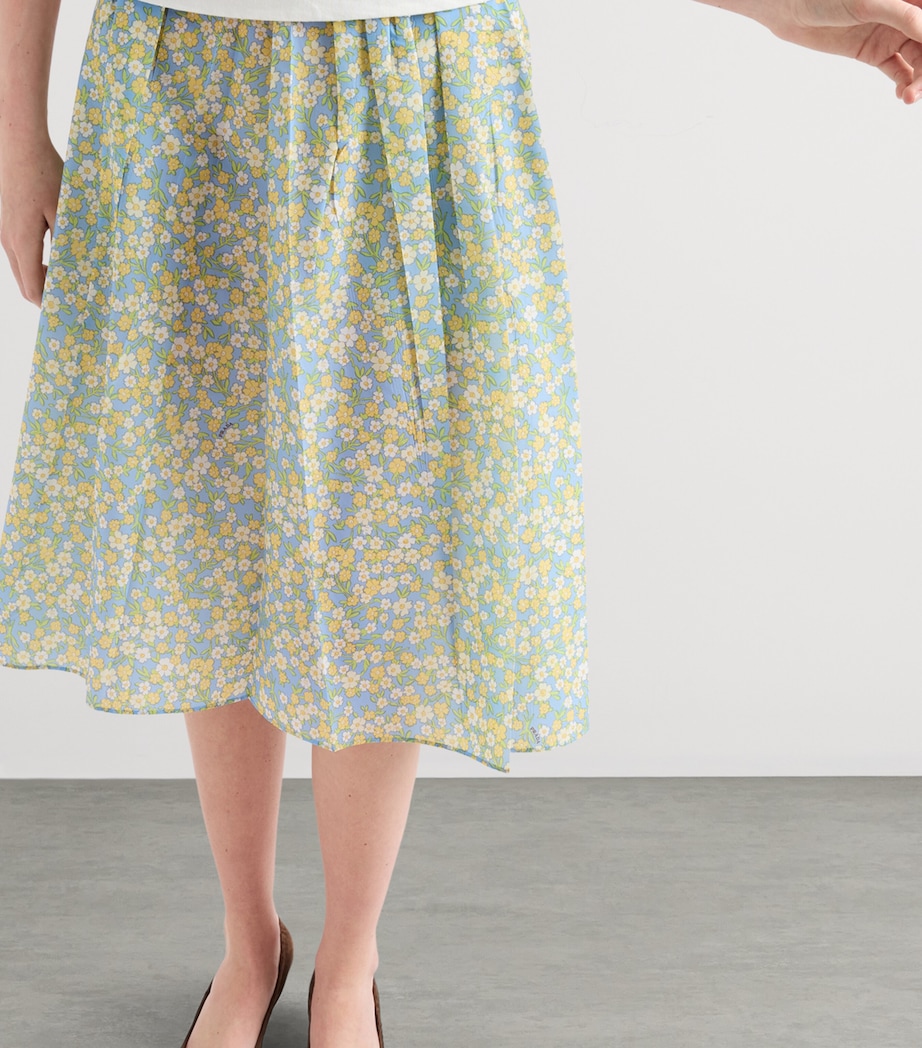Prada Womens Pleated Floral Midi Skirt Image 4
