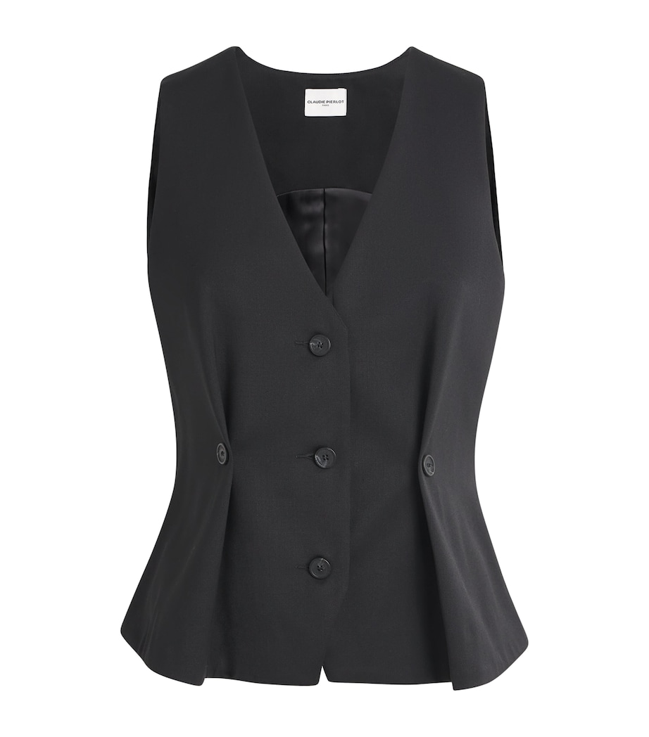 Button Pleat Waistcoat BLACK Image 1