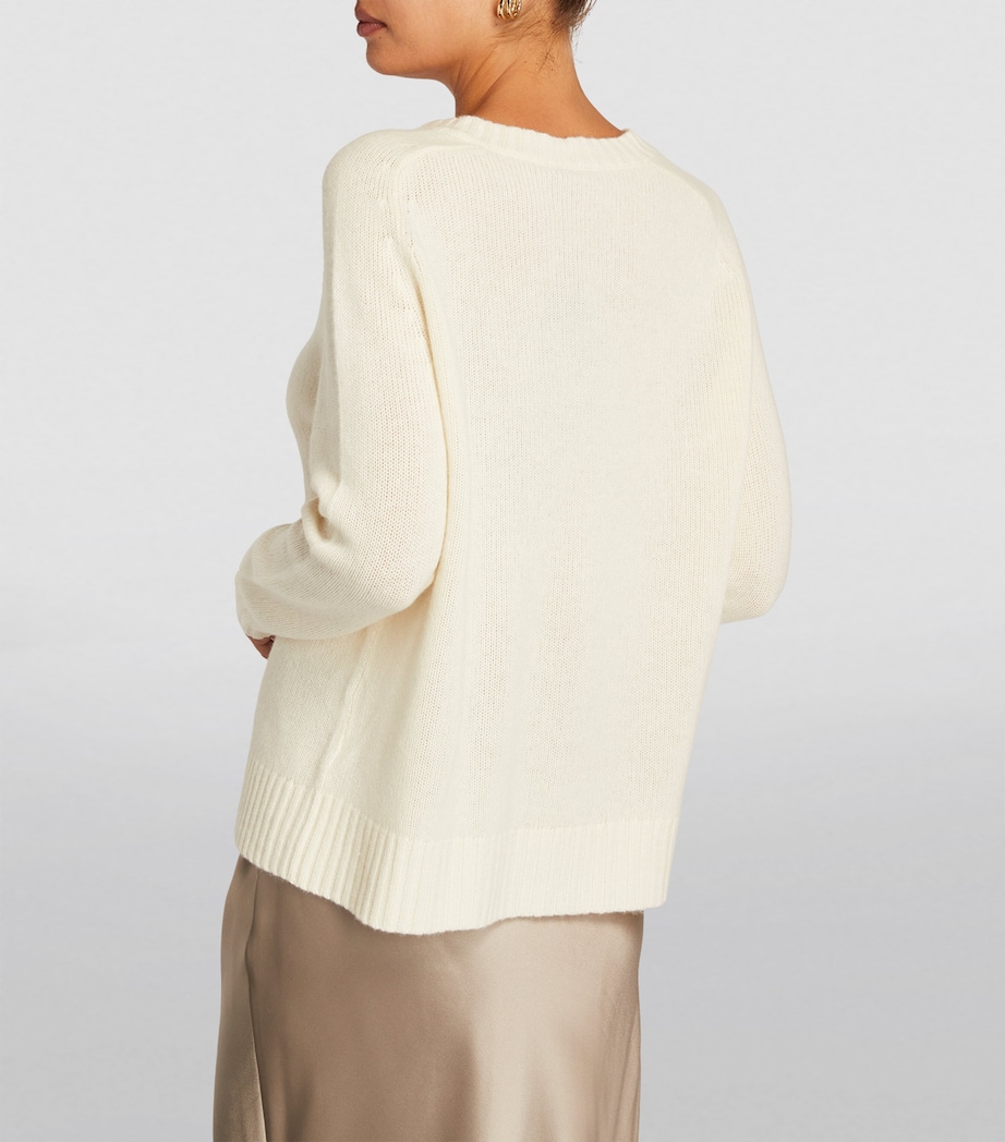 Open Cashmere V-Neck Sweater IVORY Image 4