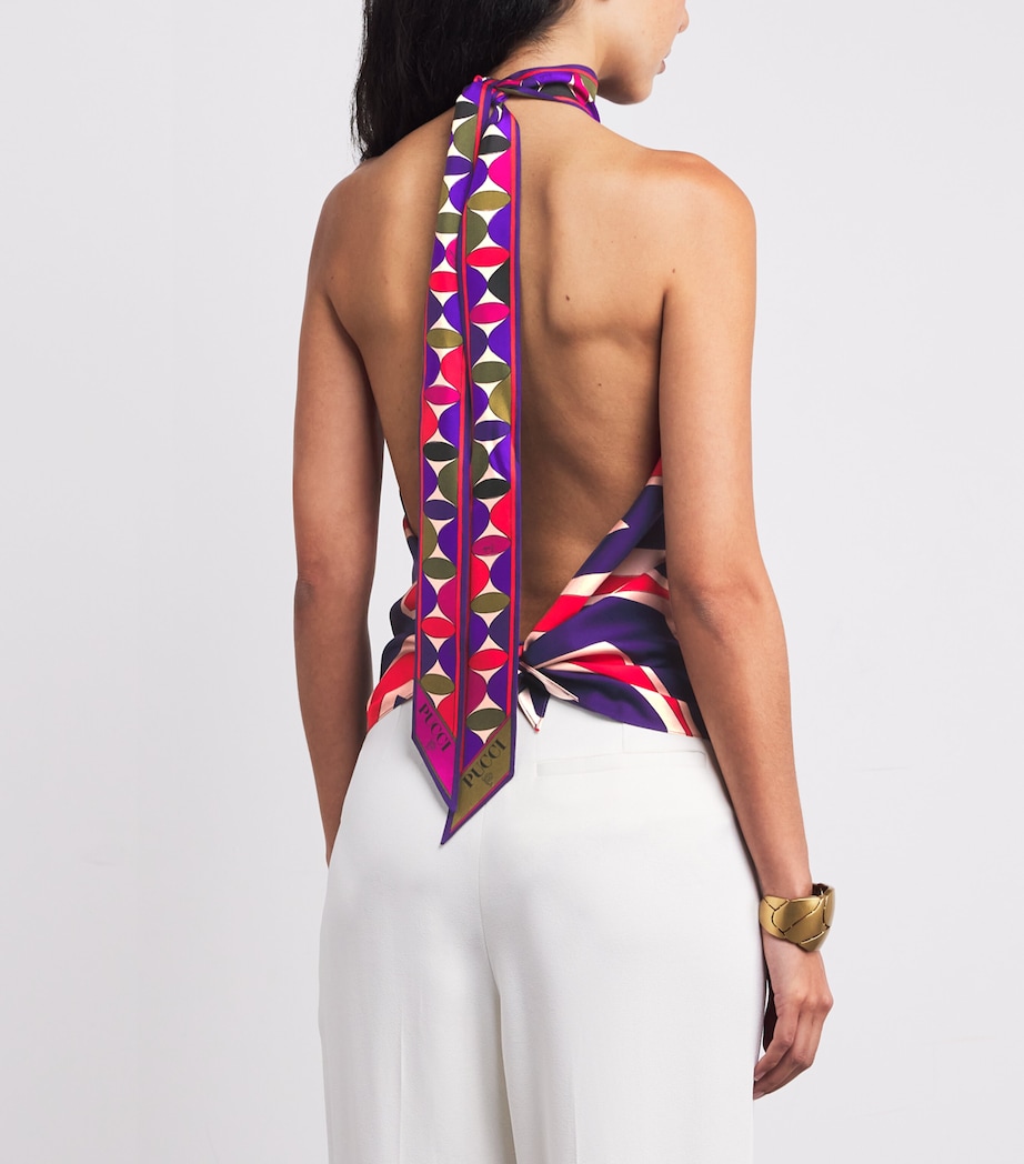 Silk Labirinto Print Halterneck Top 048/MULTICOLOR Image 4