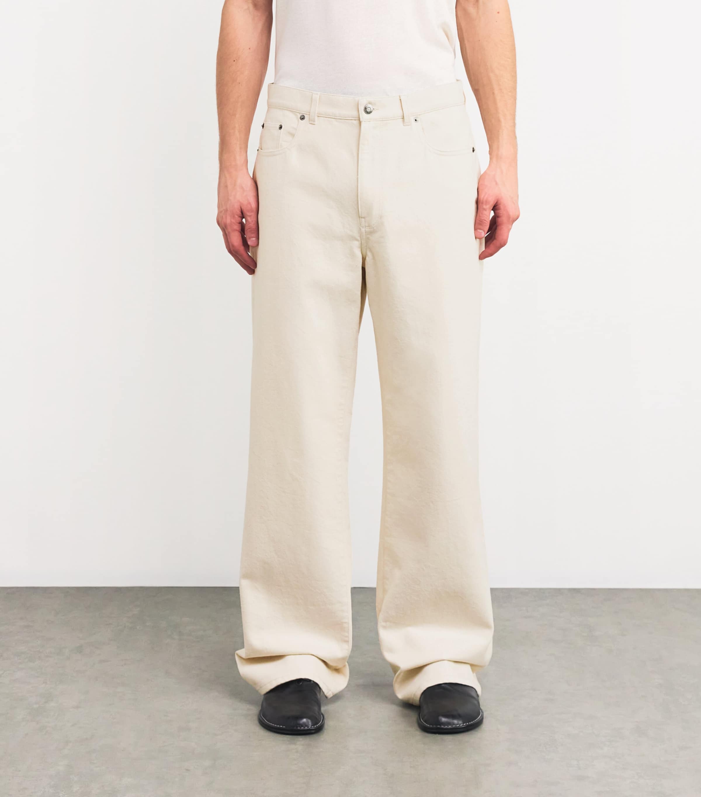 Simkhai Mens Ardie Wide-Leg Jeans Cream Image 3