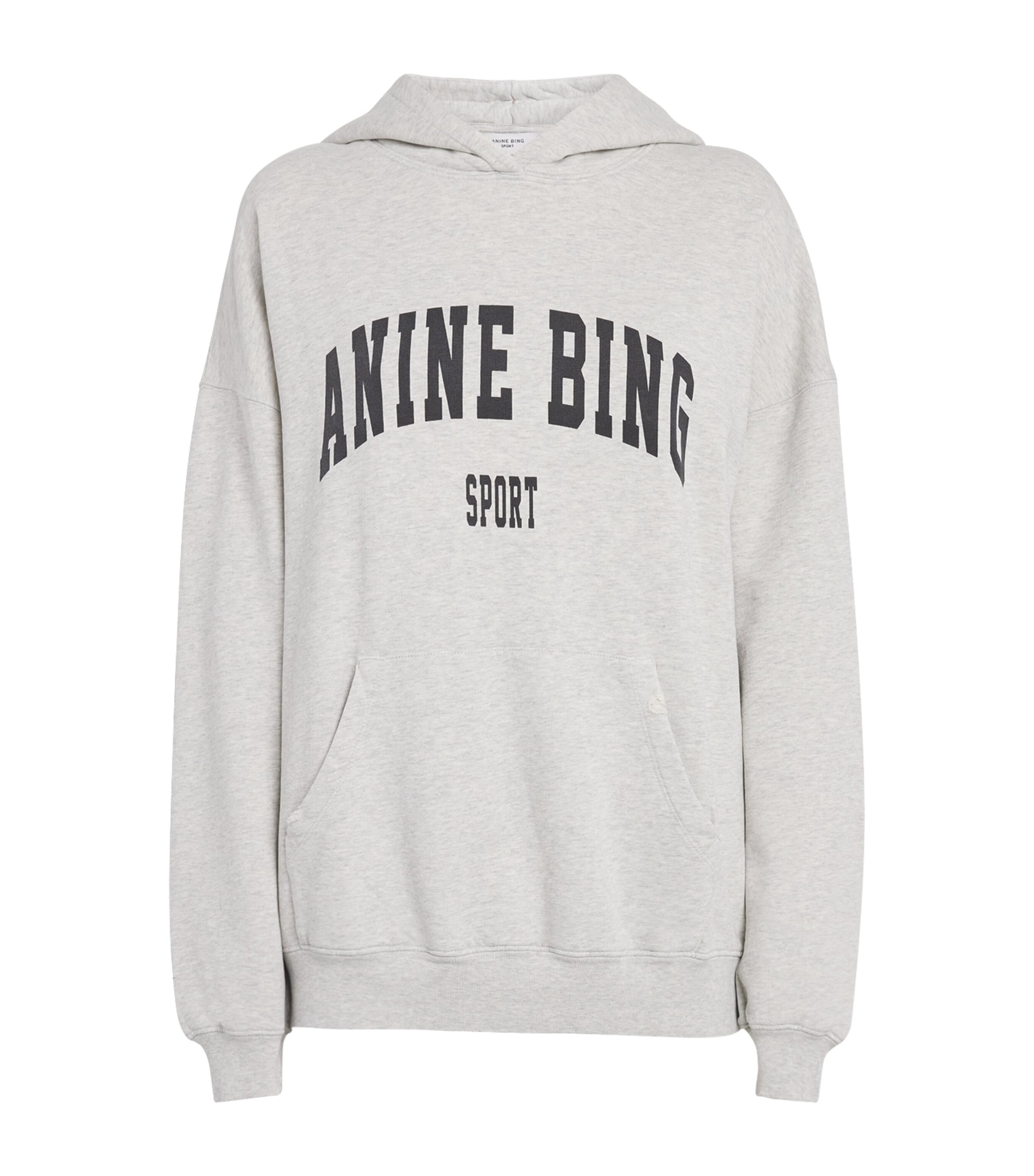 Shop Anine Bing Cotton Logo Harvey Hoodie In Grey