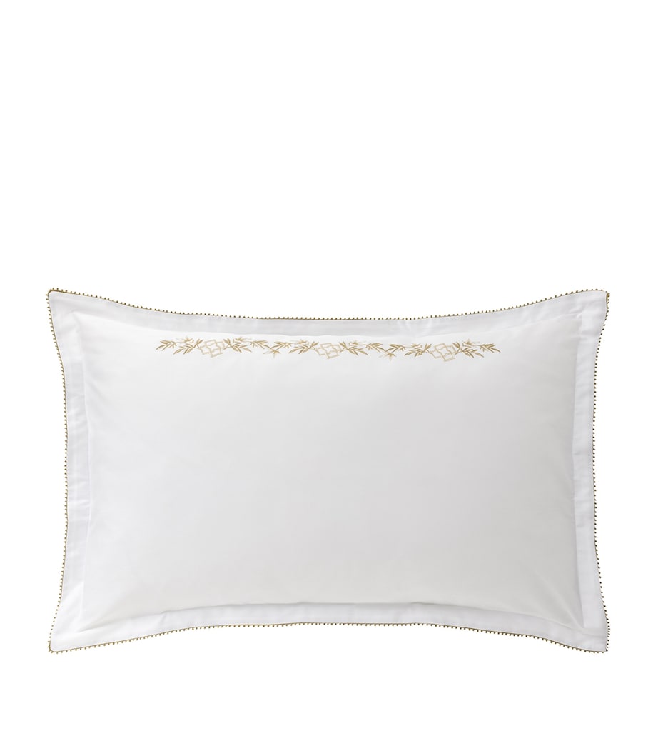 Organic Cotton Mirabeau Oxford Pillowcase (50cm x 70cm) WHT/GOLD Image 1