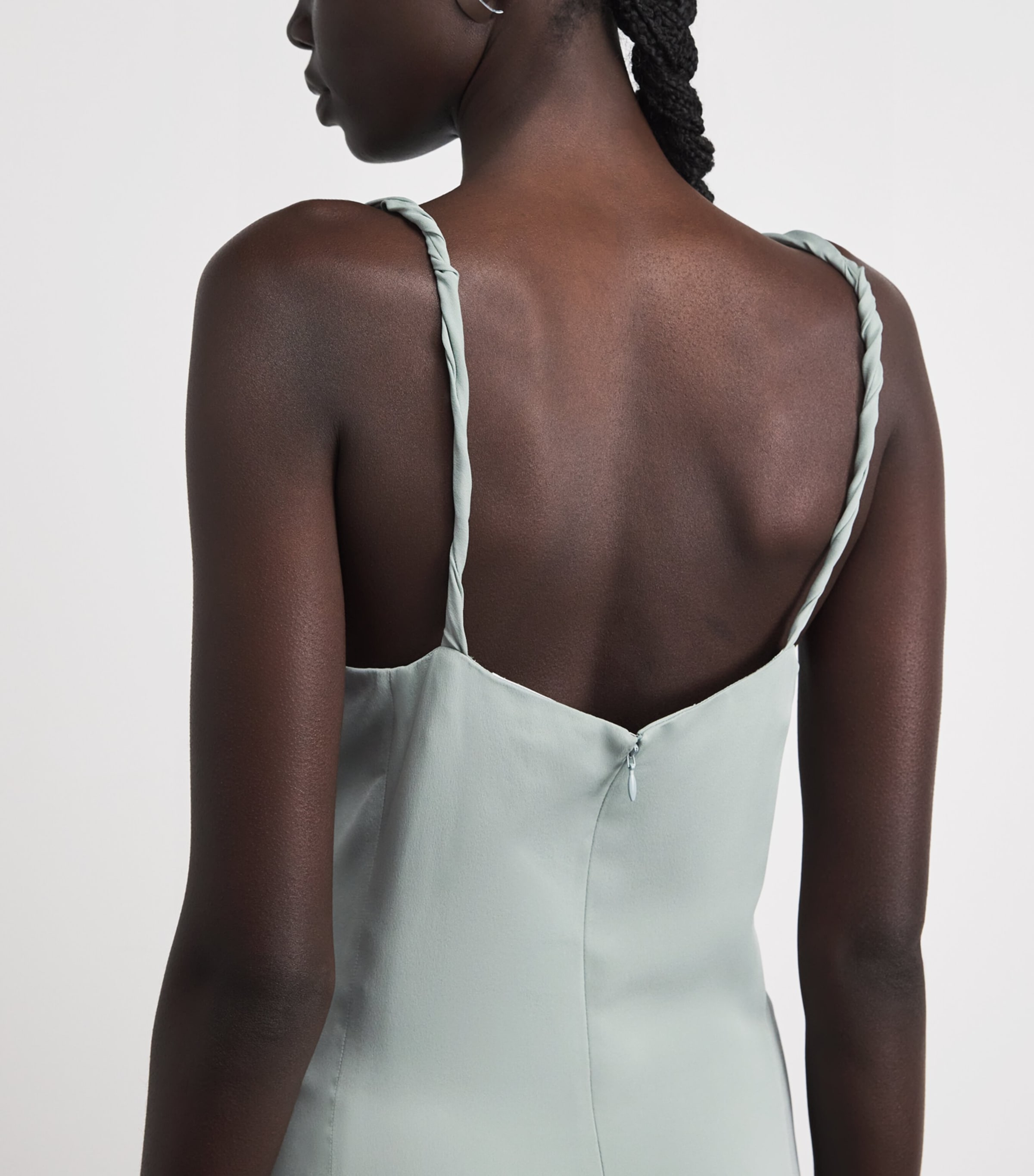 Acne Studios Womens Silk Bow-Appliqué Midi Dress Sage Green Image 5
