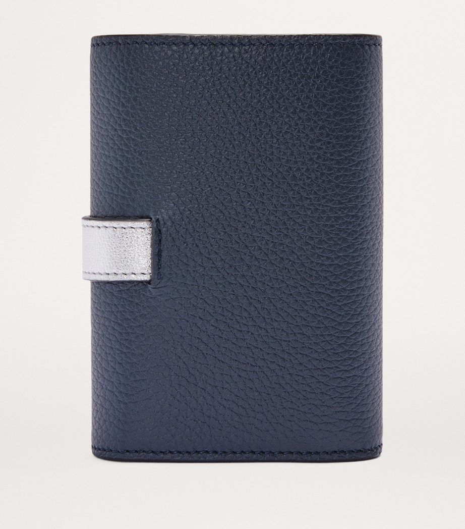 Small Leather Vertical Wallet DARK NAVY/SILVER Image 2