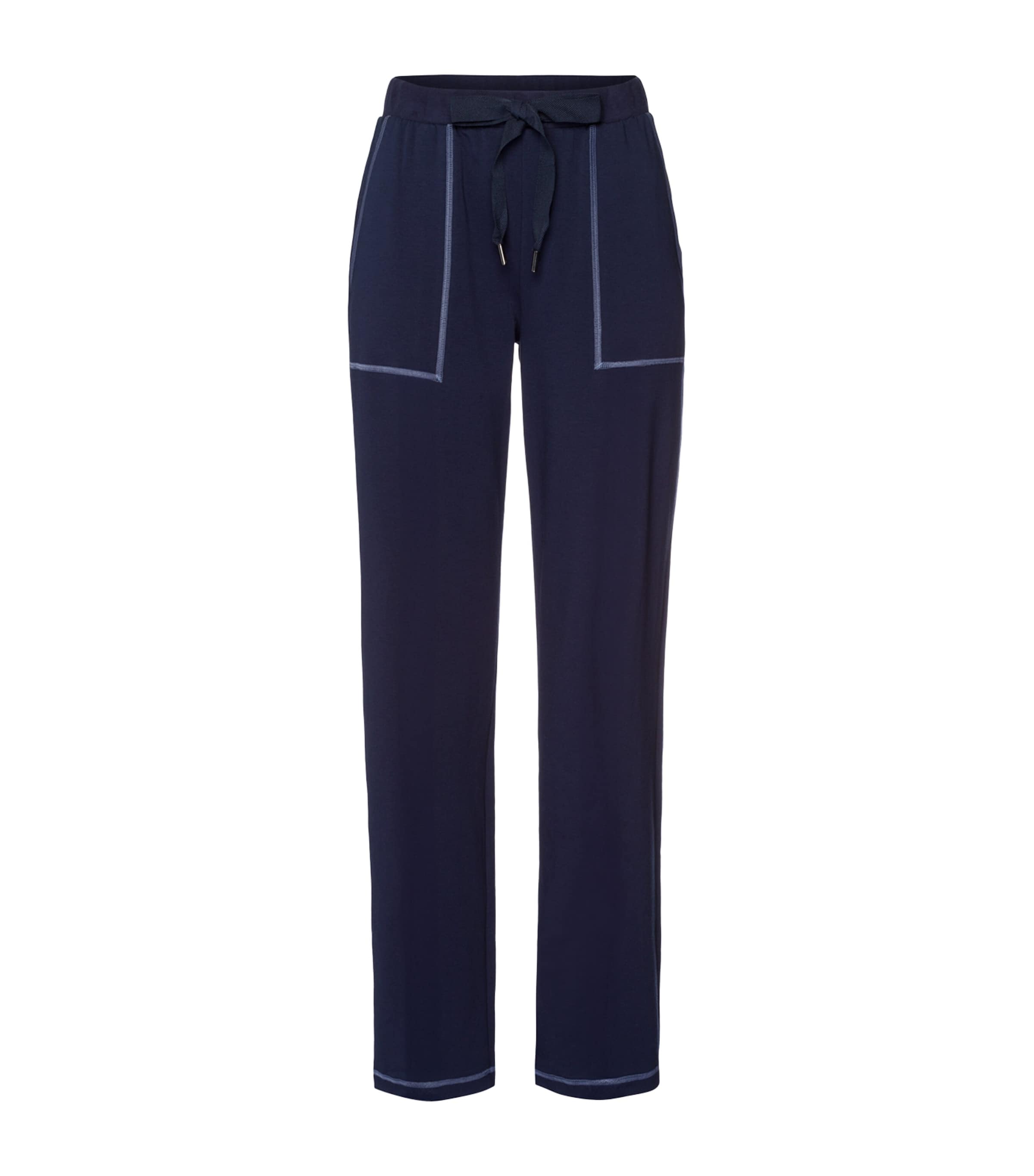 Shop Hanro Stretch-organic Cotton Trousers In Navy