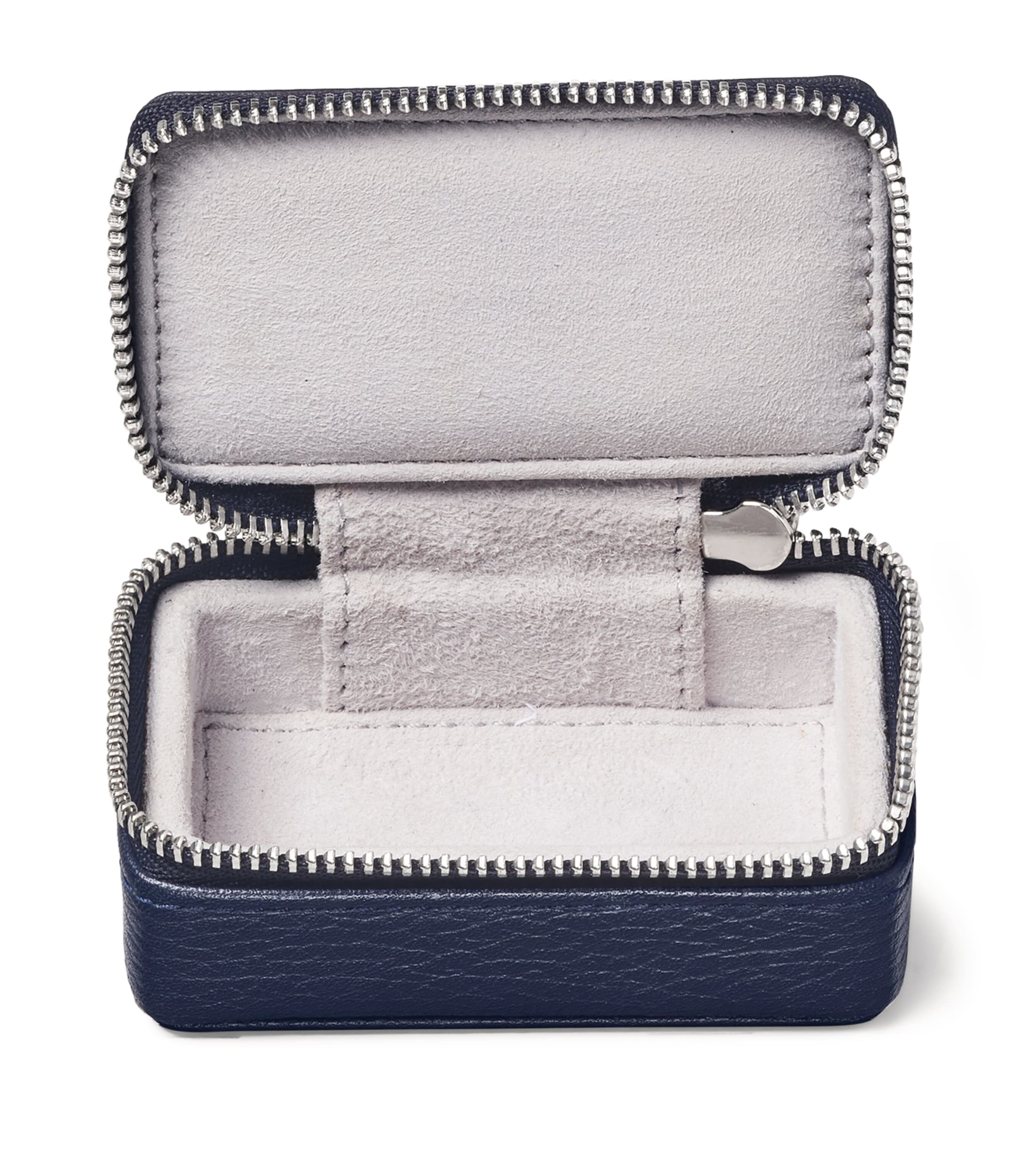 Small Leather Travel Jewellery Case NAVY Image 3