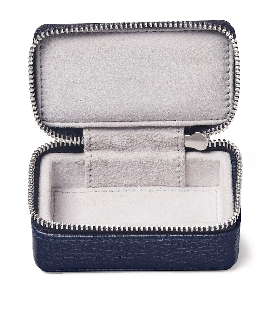 Small Leather Travel Jewellery Case NAVY Image 3